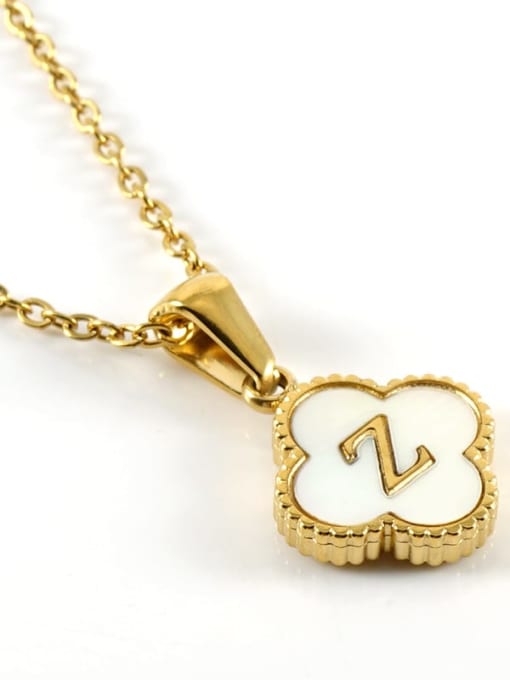 Four Leaf Letter Necklace - Z - Tilbehør