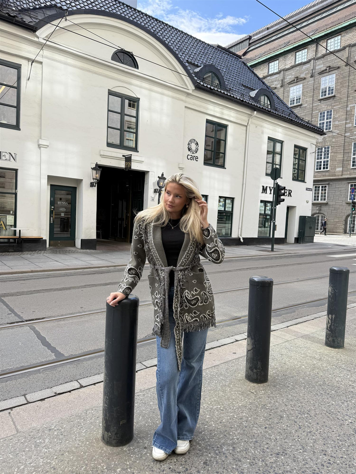Long Fringed Paisley Jacket - Khaki