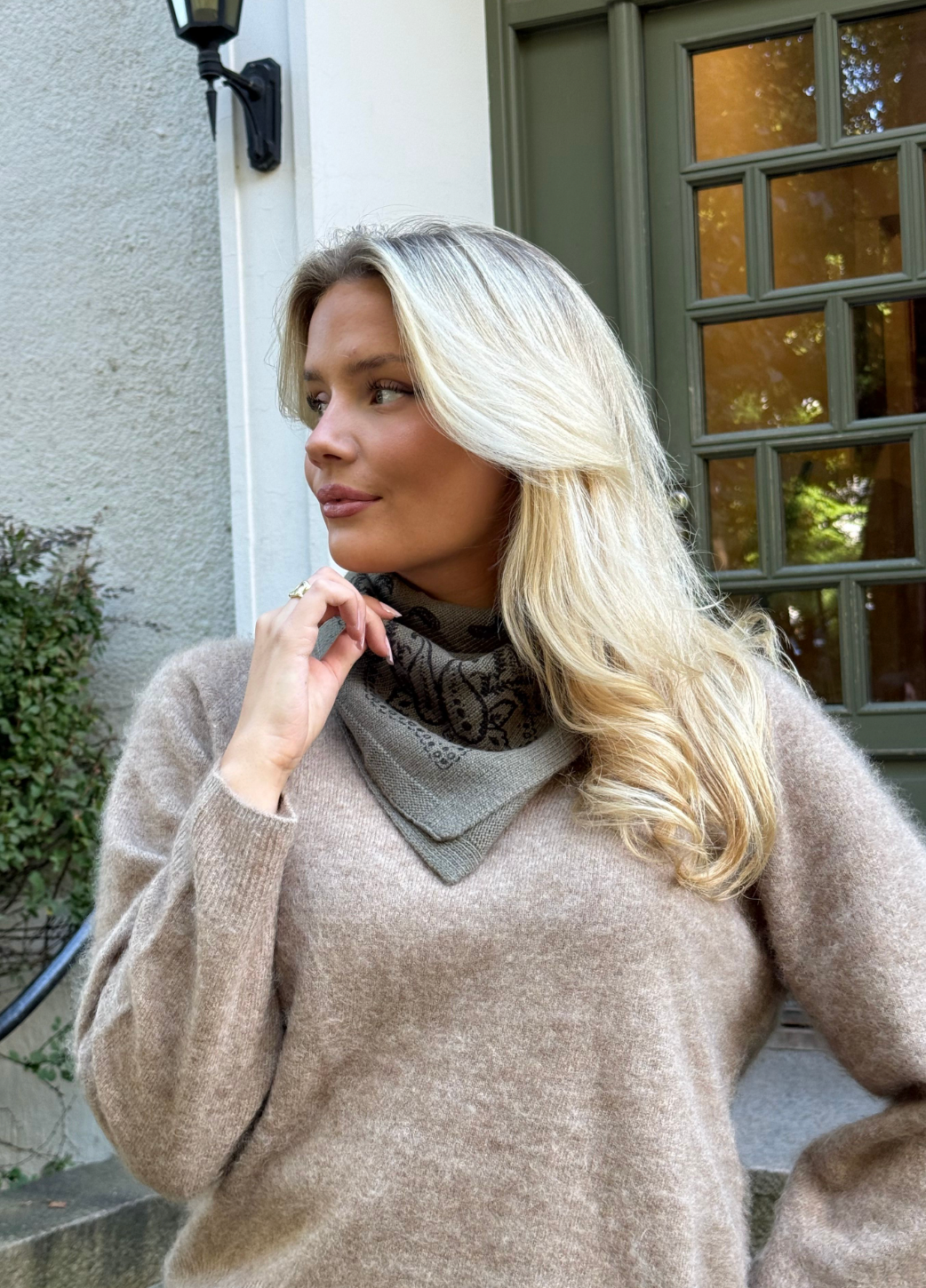 Adelina Paisley Knit Scarf - Army