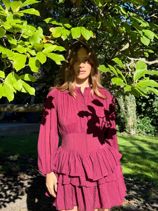Alaya Mini Ruffle Dress - Mulberry