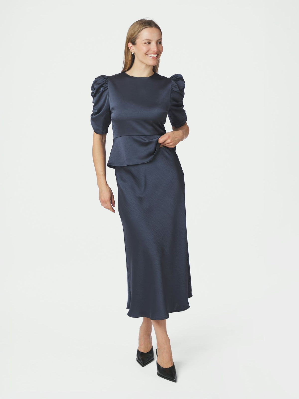 Benua Heavy Sateen Blouse - Midnight Blue