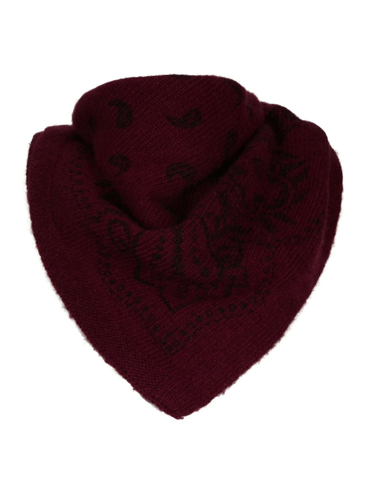 Adelina Paisley Knit Scarf -  Wine