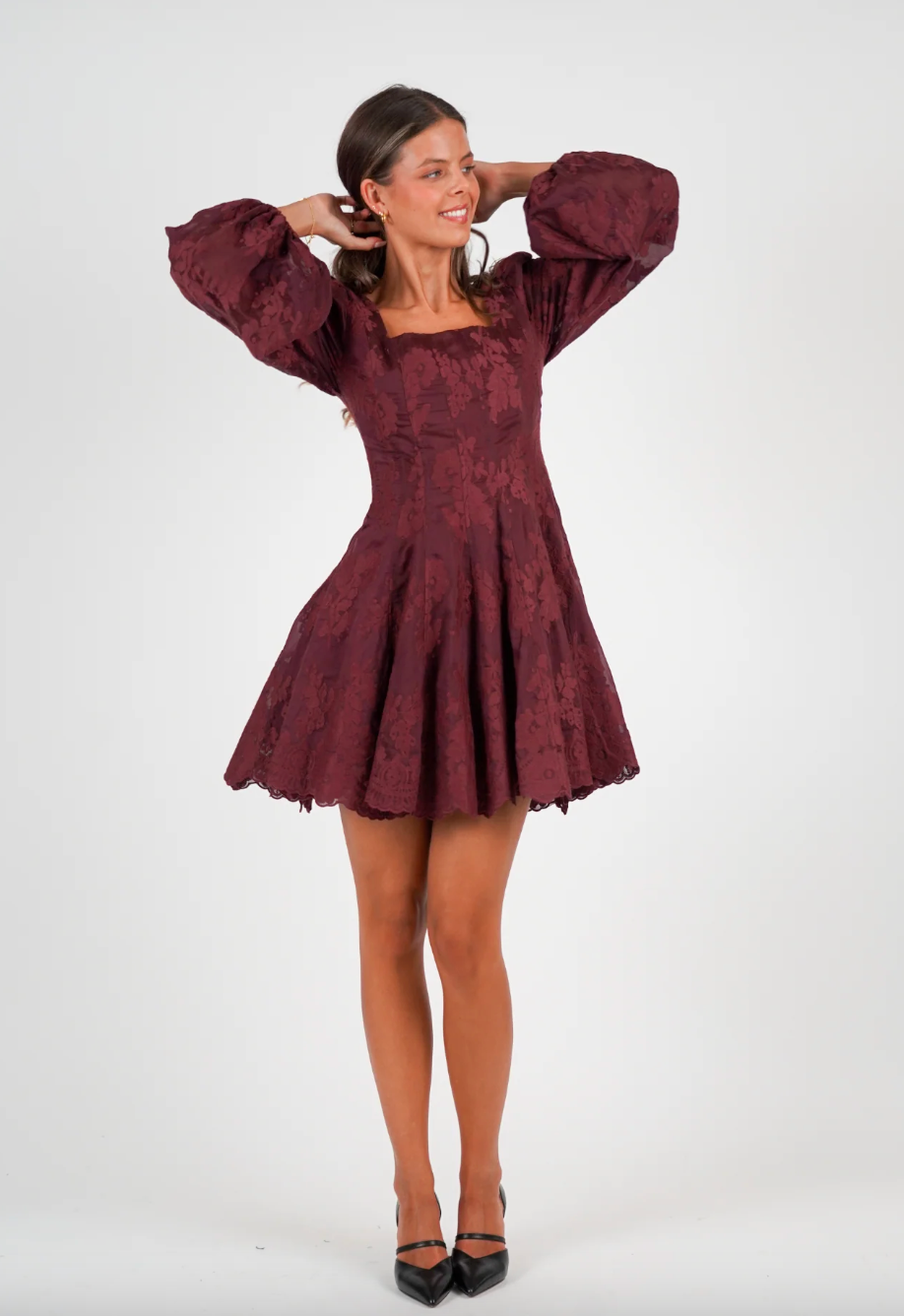 Sophie Lace Dress - Bordeaux