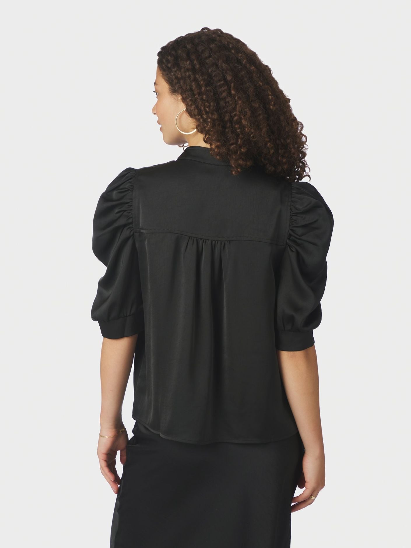 Roella Heavy Sateen Blouse - Black