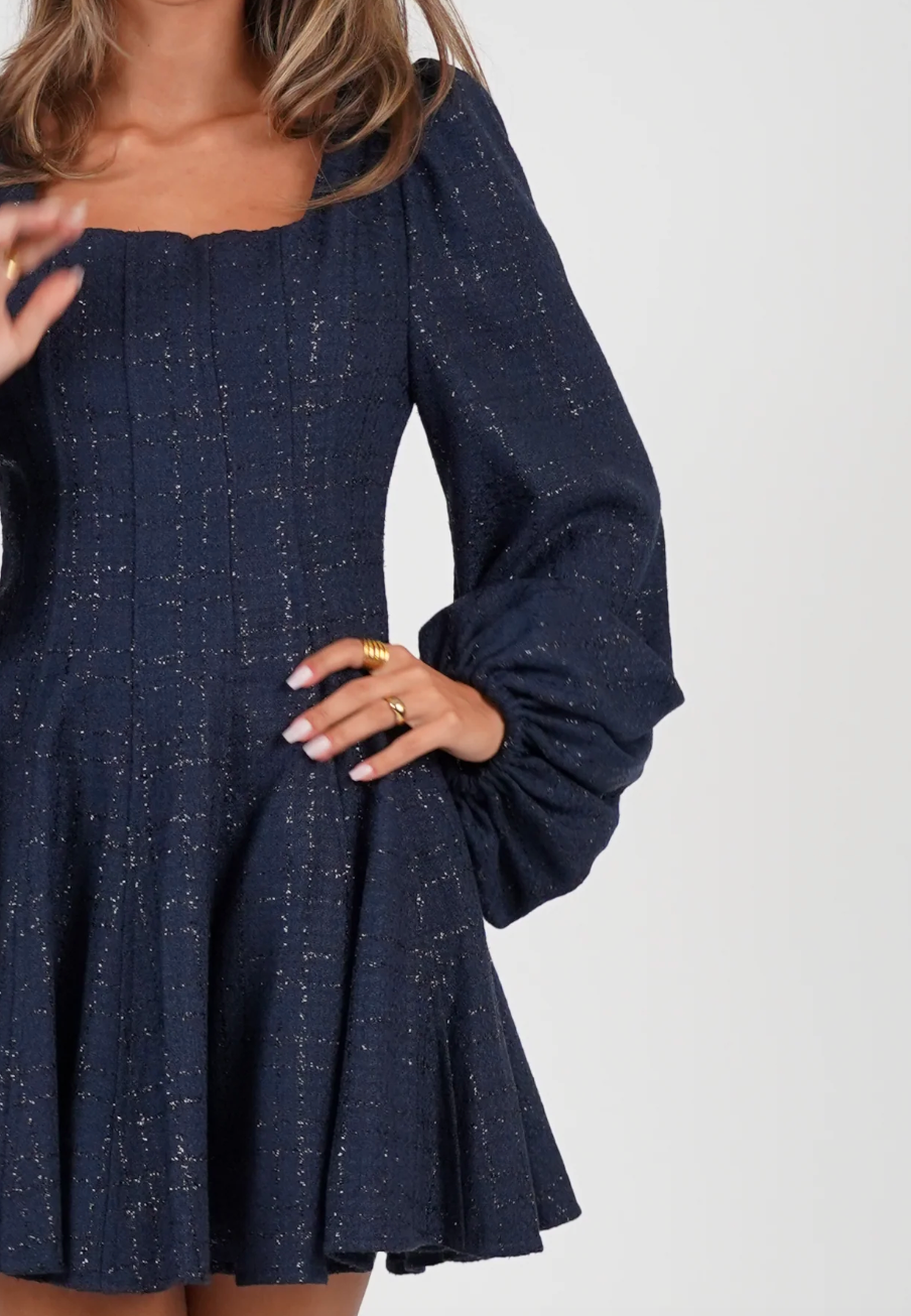 Sophie Tweed Dress - Midnight Blue