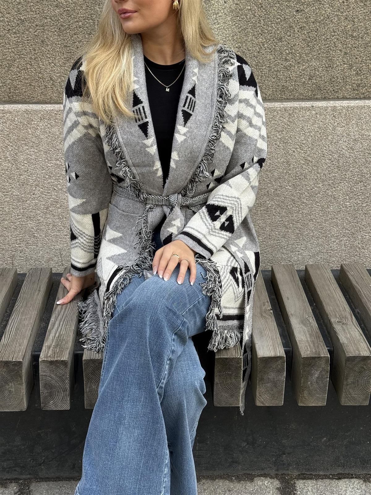Fringe Jacket - Grey/Black