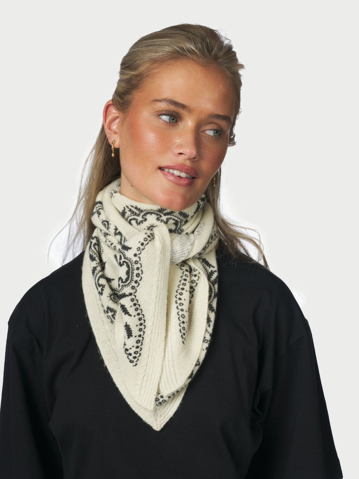 Lolana Paisley Knit Scarf - Off White