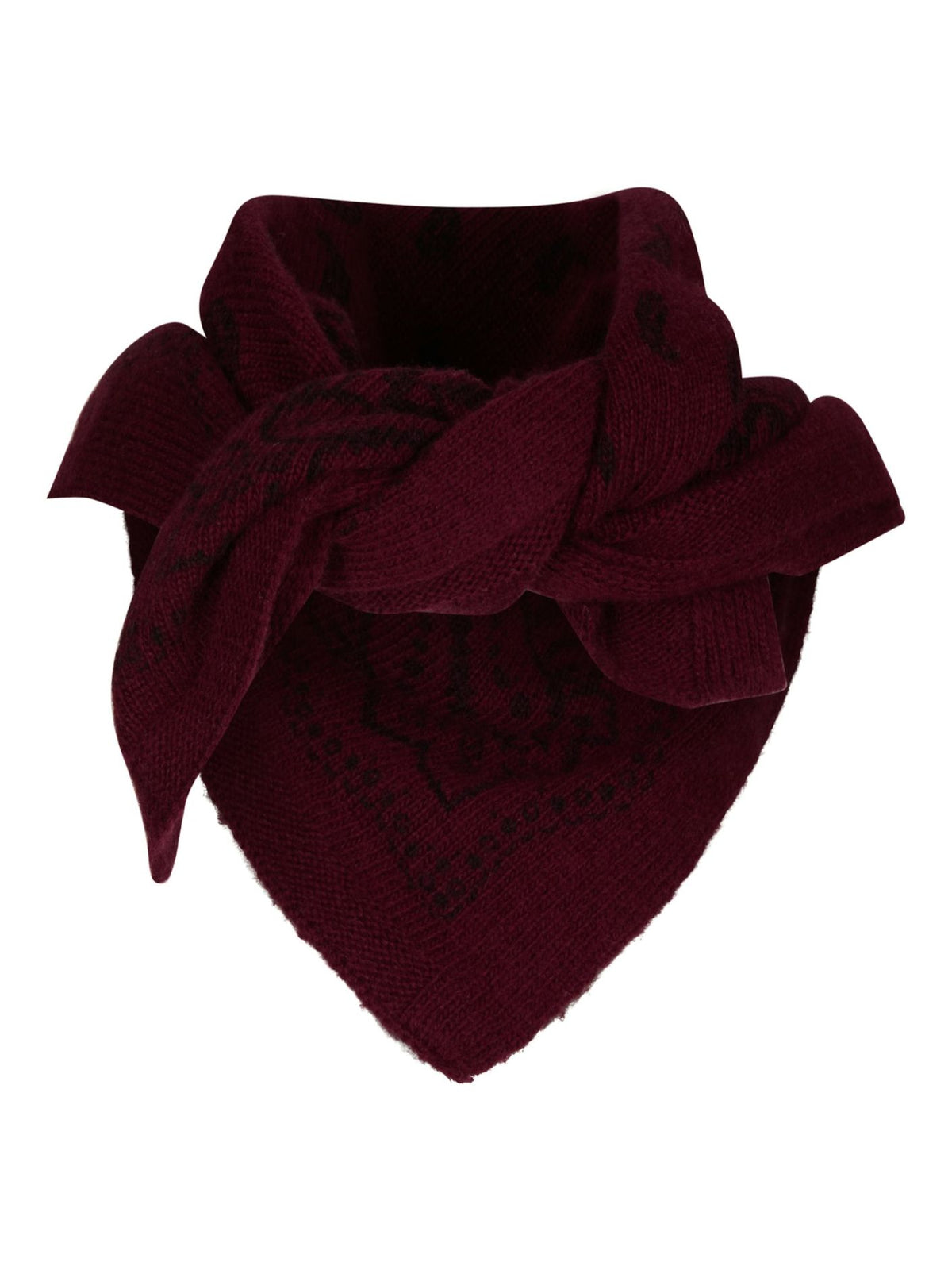 Adelina Paisley Knit Scarf -  Wine