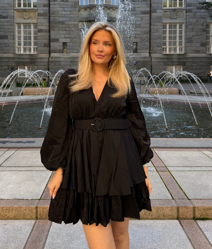 Abina Satin Dress - Black