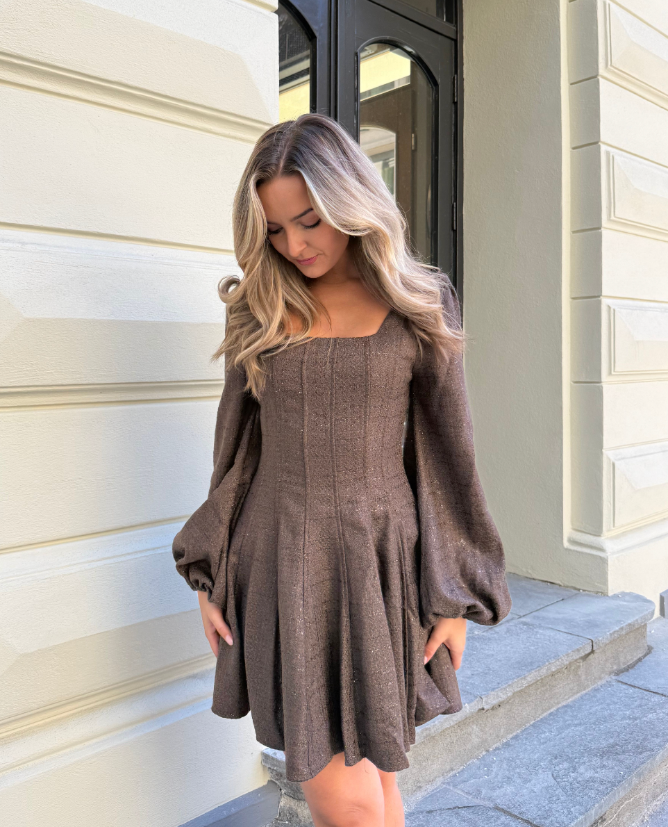 Sophie Tweed Dress - Brown
