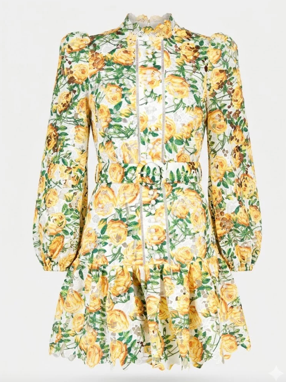 Lovely Print Dress - Yellow Roses