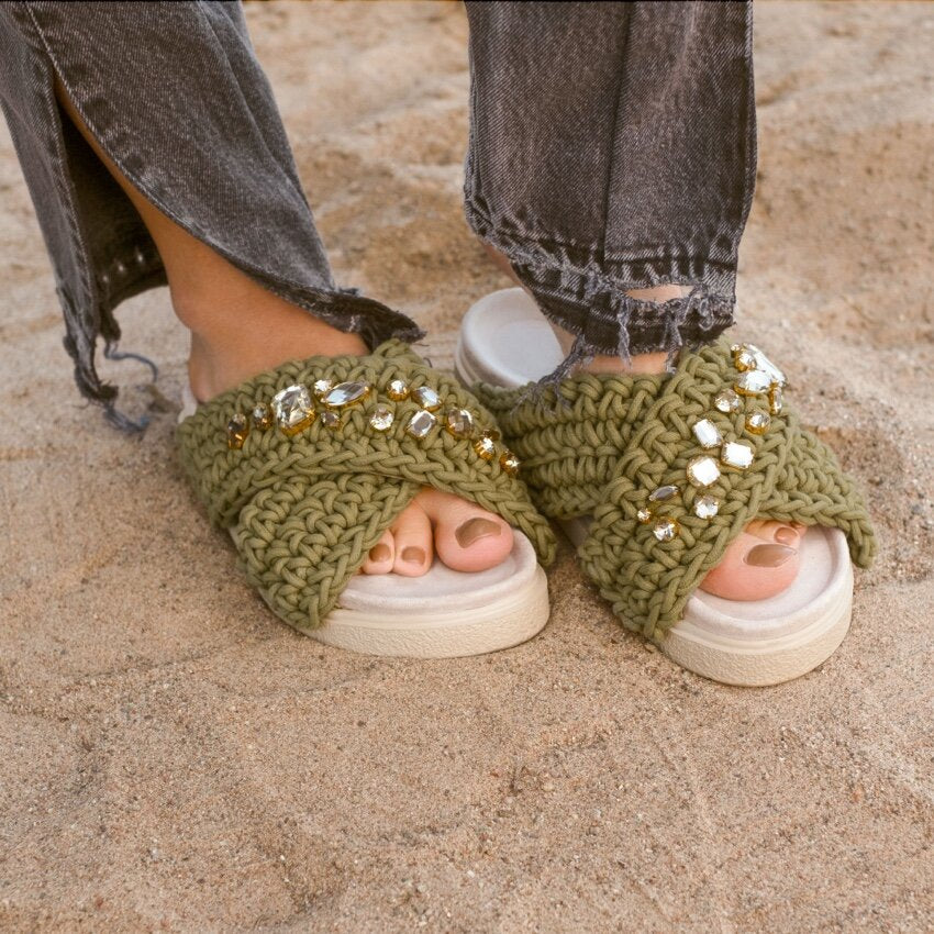 Slipper Woven Stone