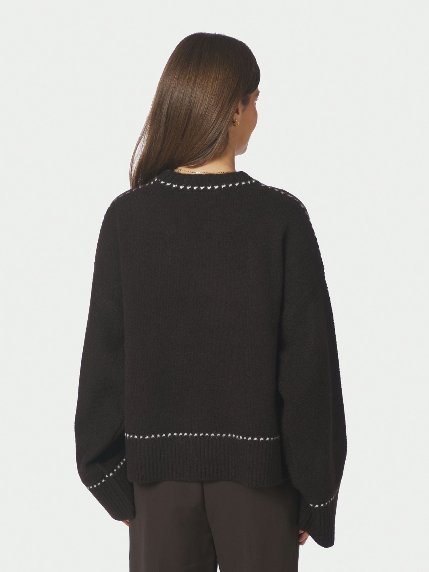 Roeme Knit Stitch Blouse - Brown Melange