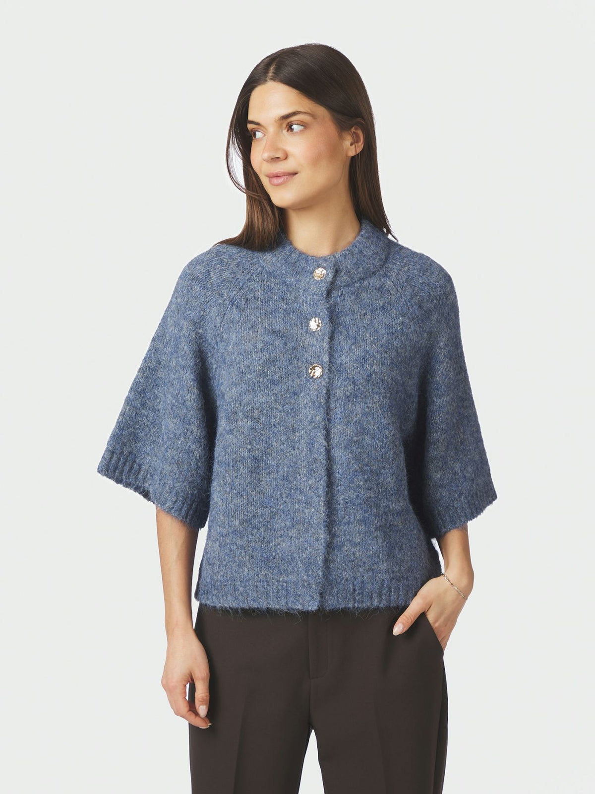 Benuta Fluffy Knit Cardigan - Smoke Blue