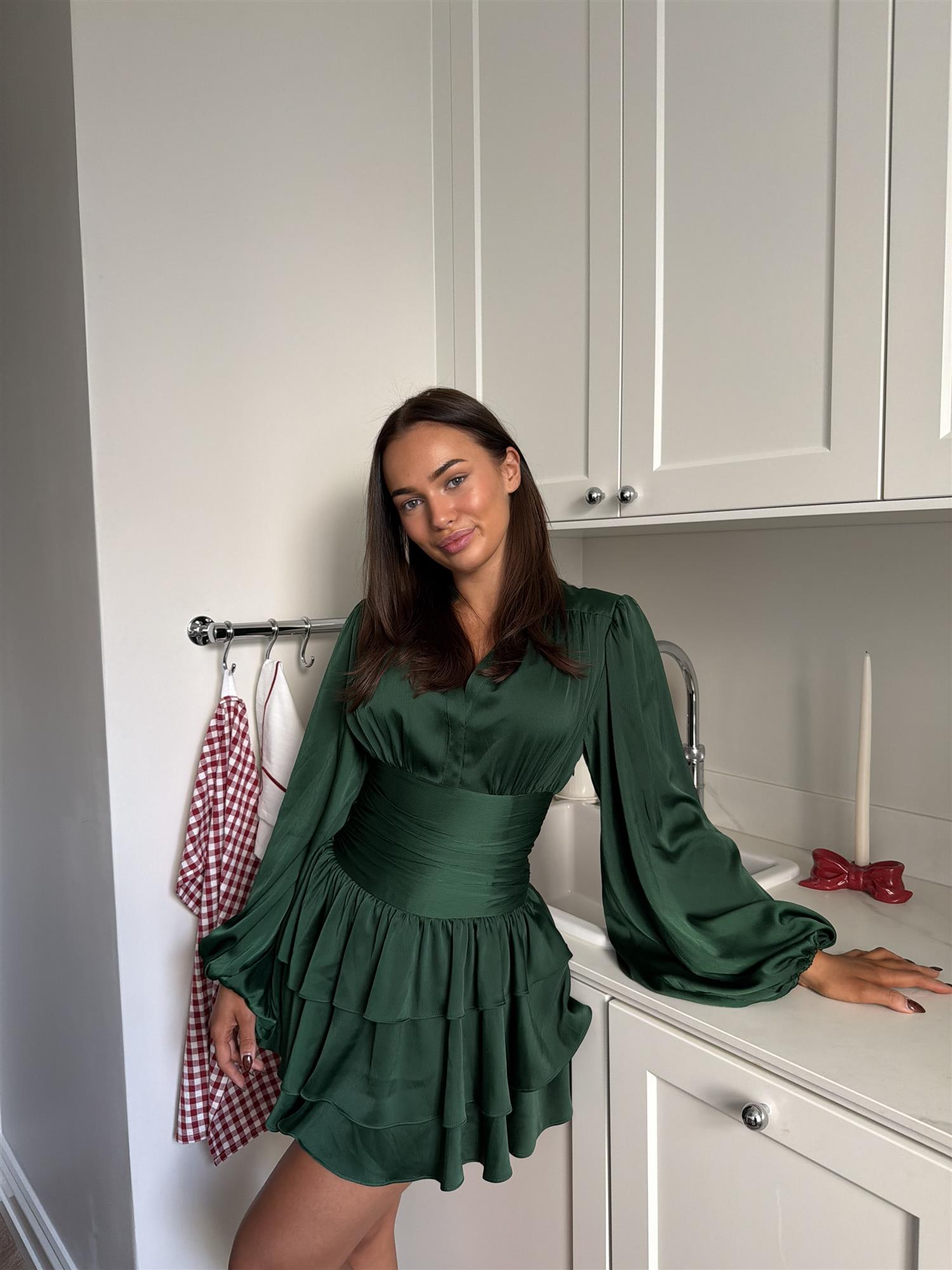 Nadine Belted Ruffle Dress