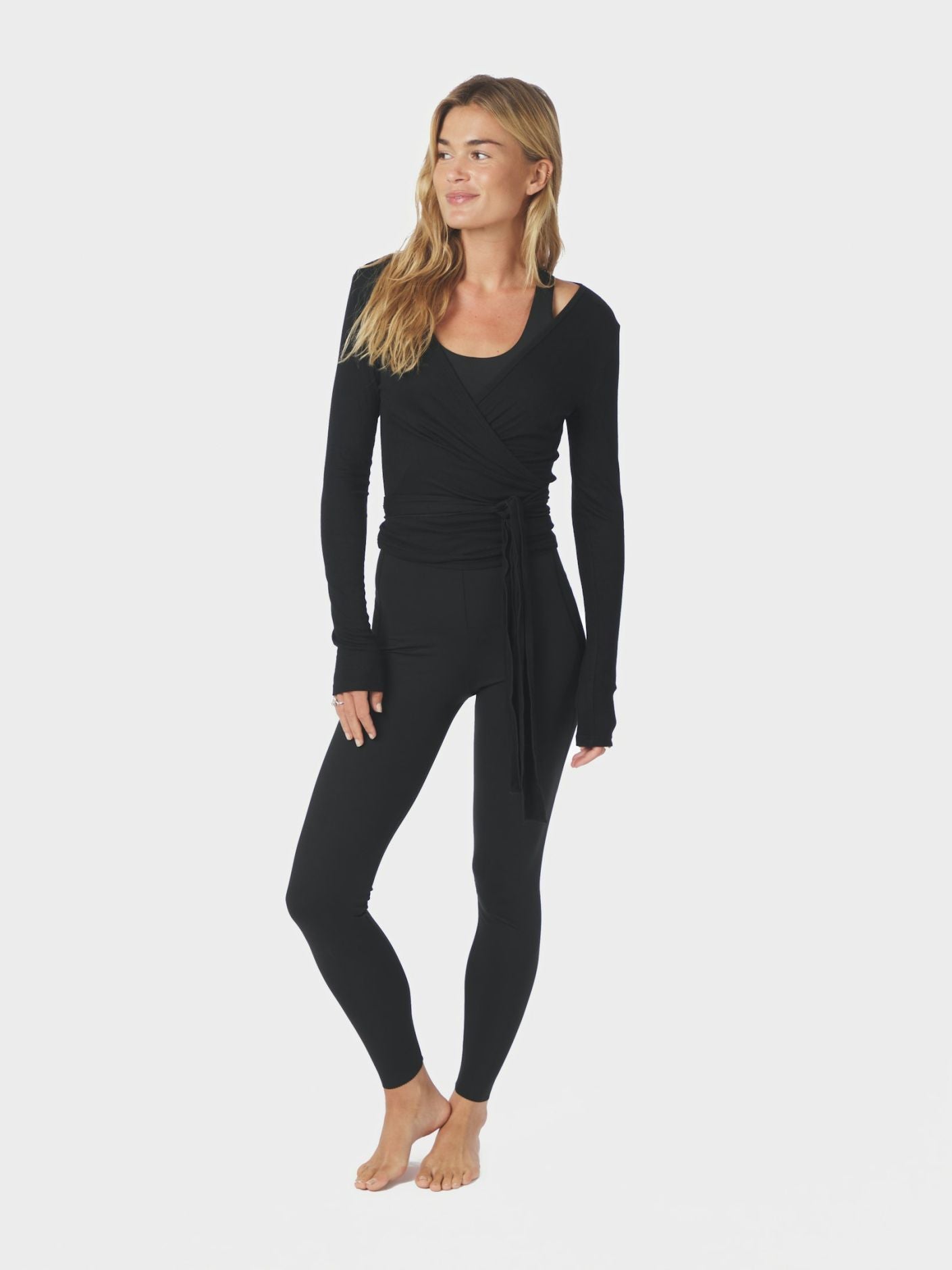 Nia Jersey Wrap Blouse BLACK
