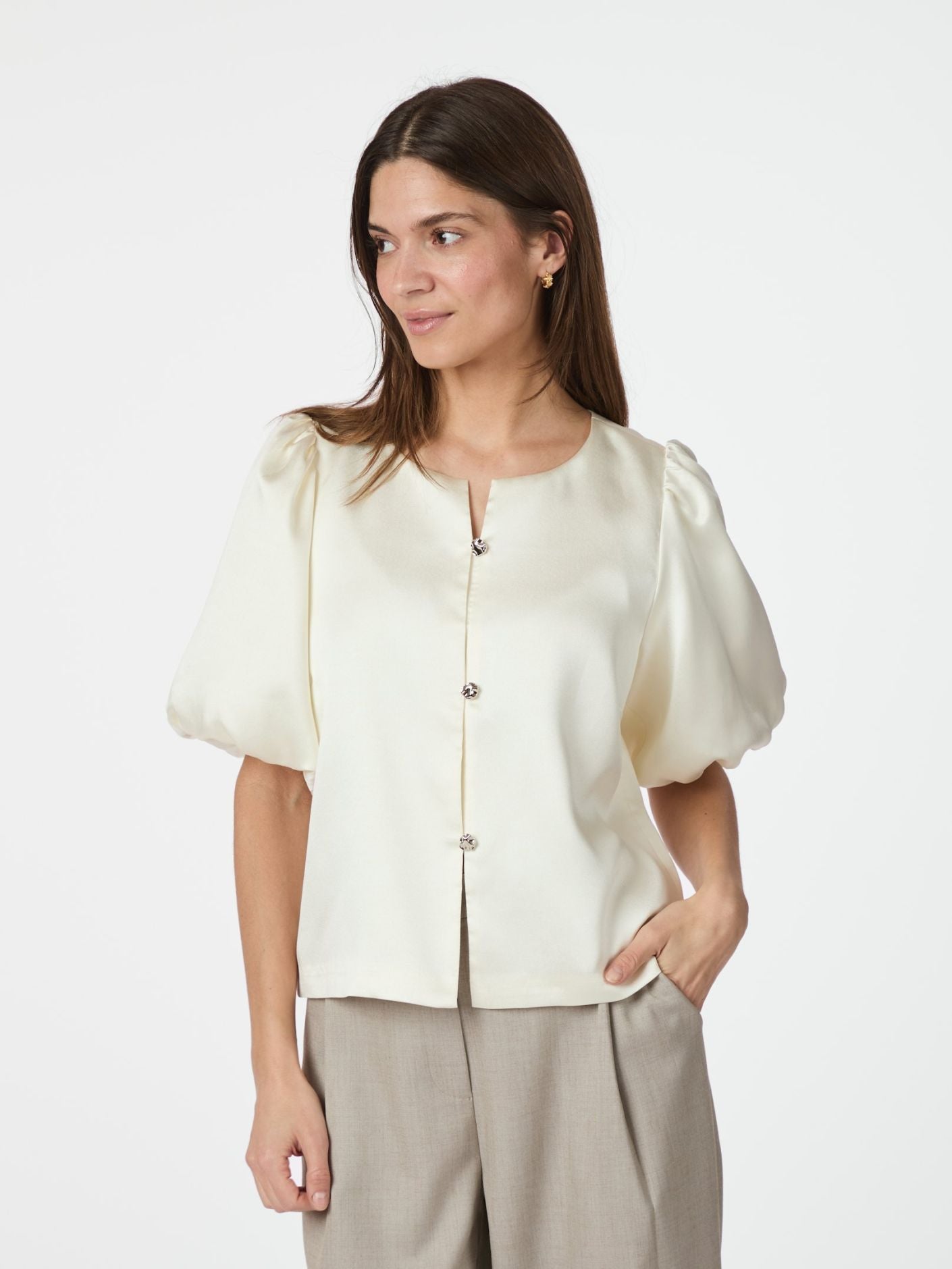 Aisa Dull Satin Blouse - Overdeler
