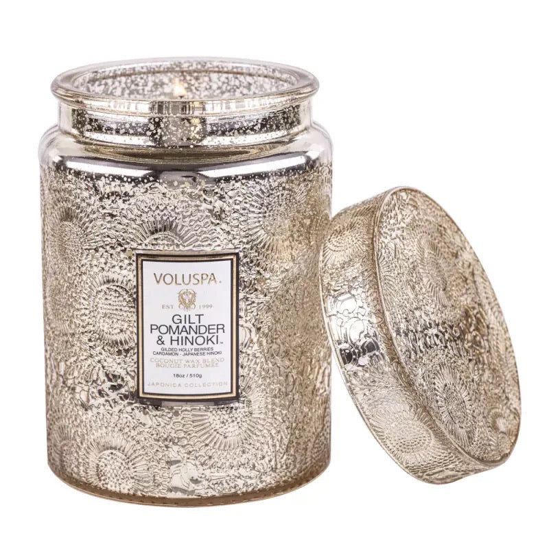 Large Jar Candle 510g - Gilt Pomander & Hinoki