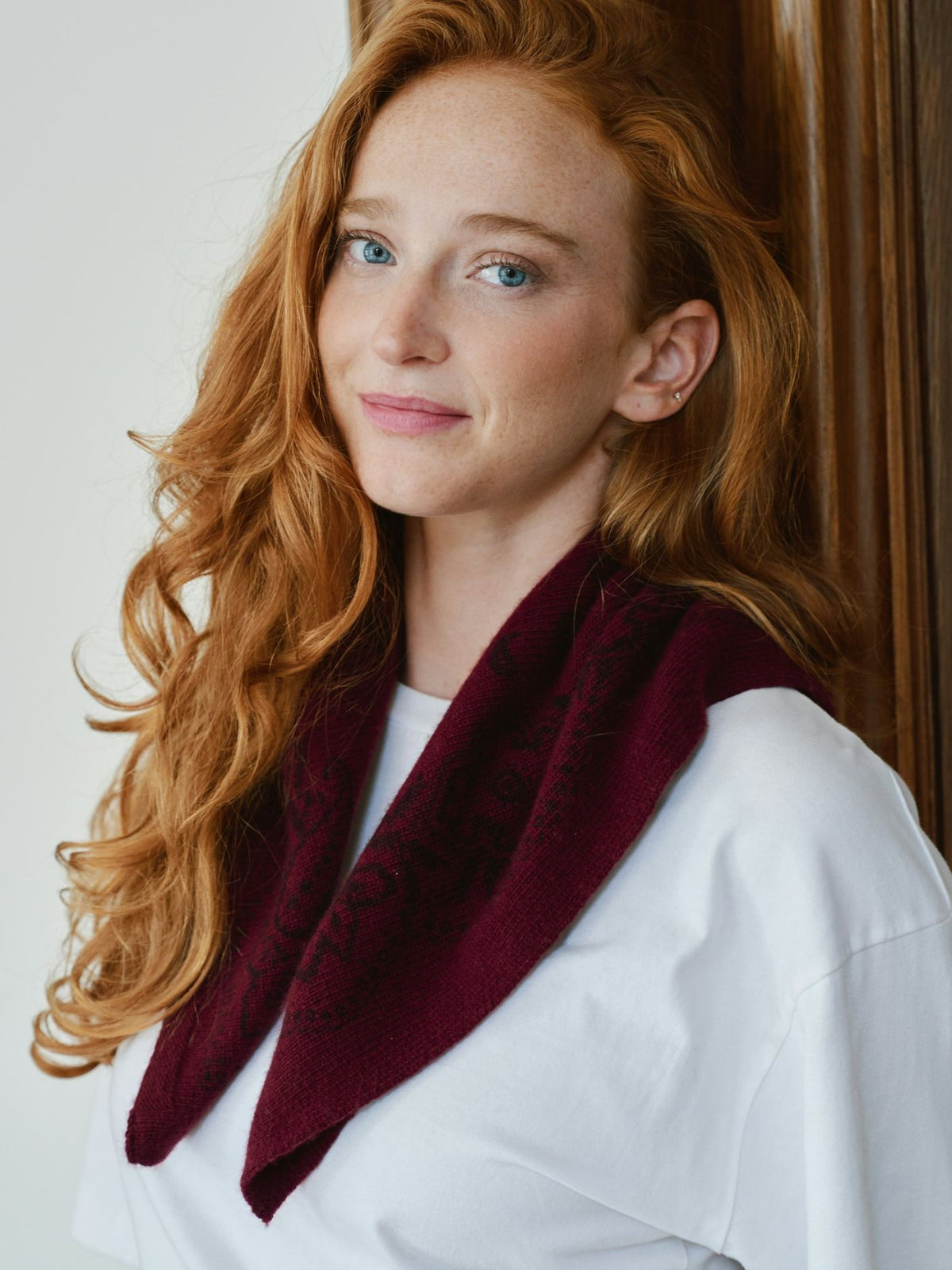 Adelina Paisley Knit Scarf -  Wine