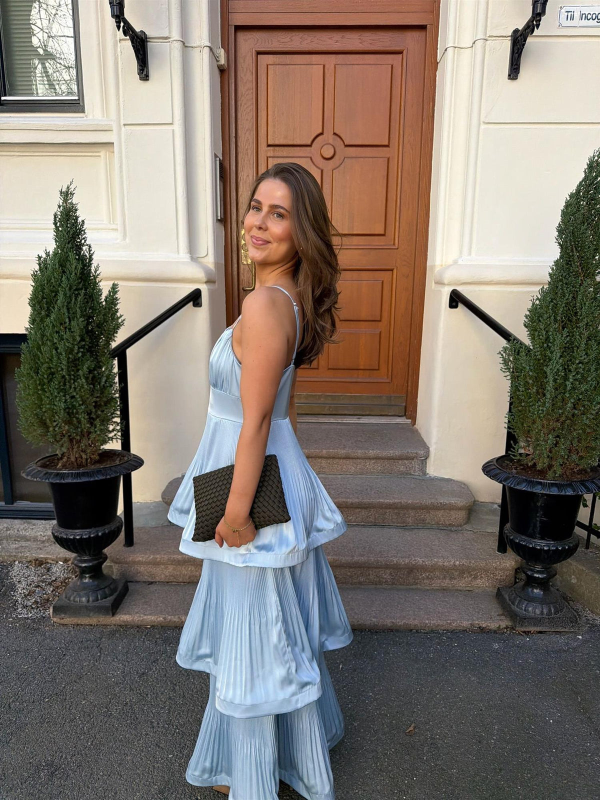 Chloe Wave Gown Dress - Sky Azure