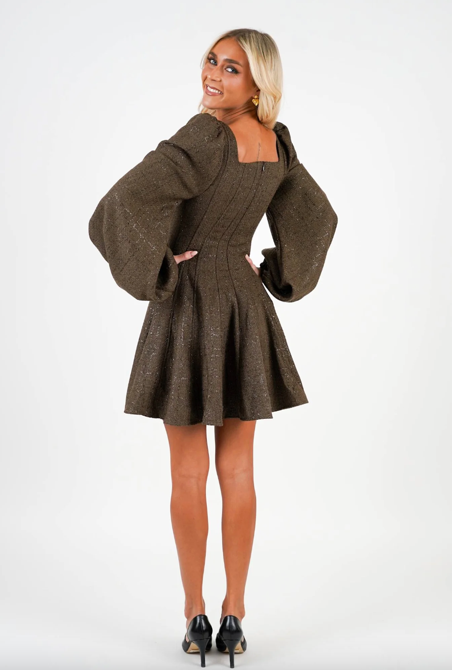 Sophie Tweed Dress - Brown