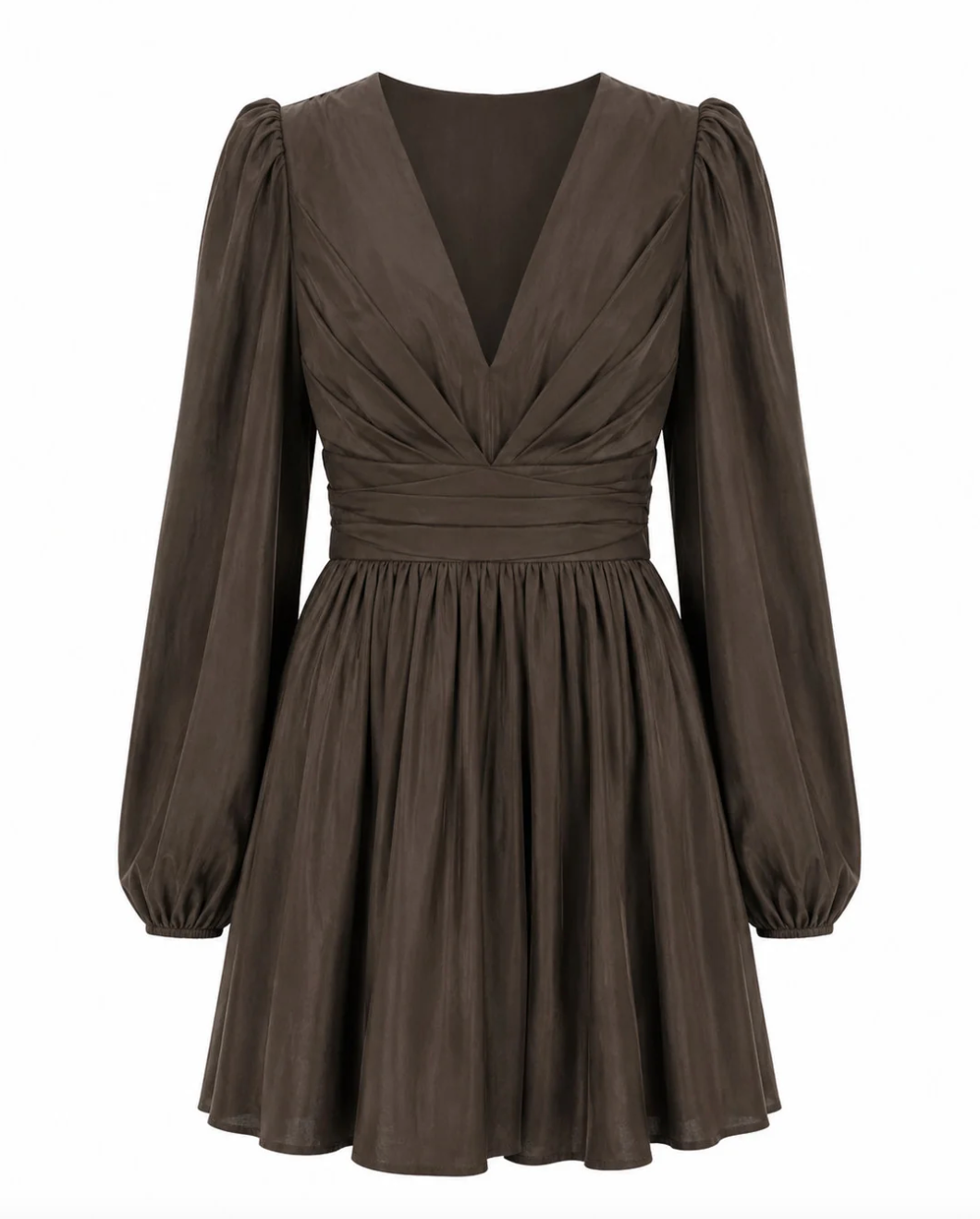 Maeve Satin Dress - Coffee Brown