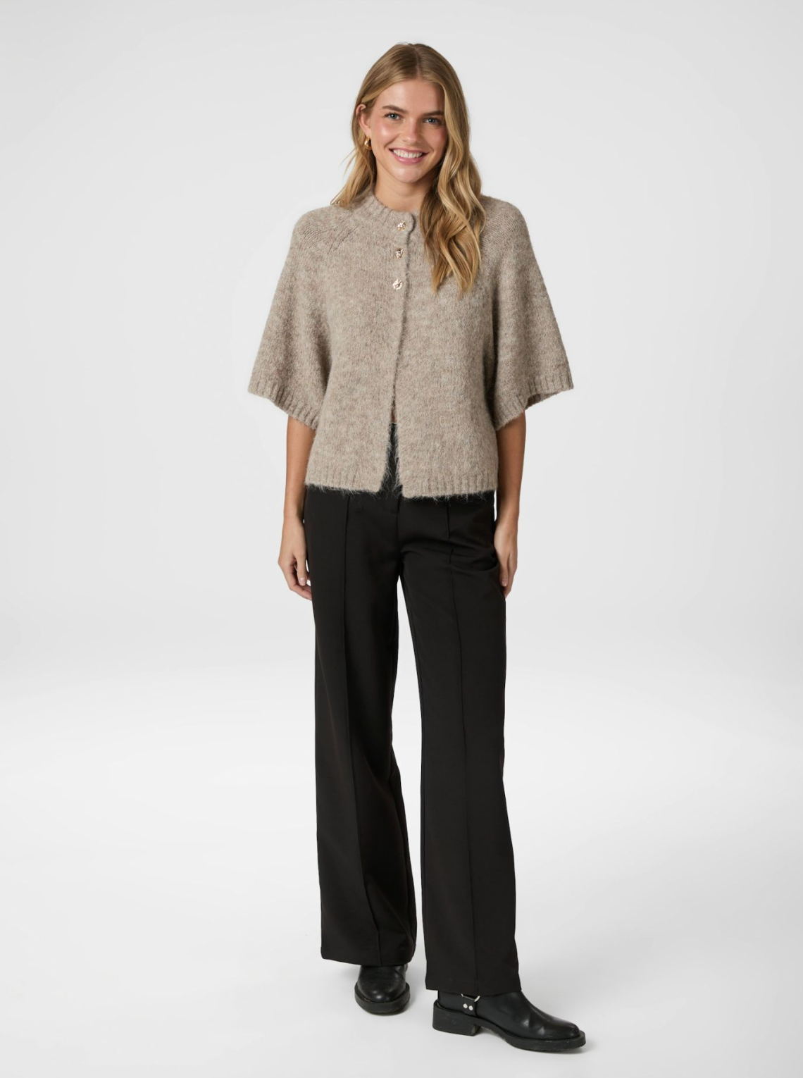 Benuta Fluffy Knit Cardigan - Beige Melange