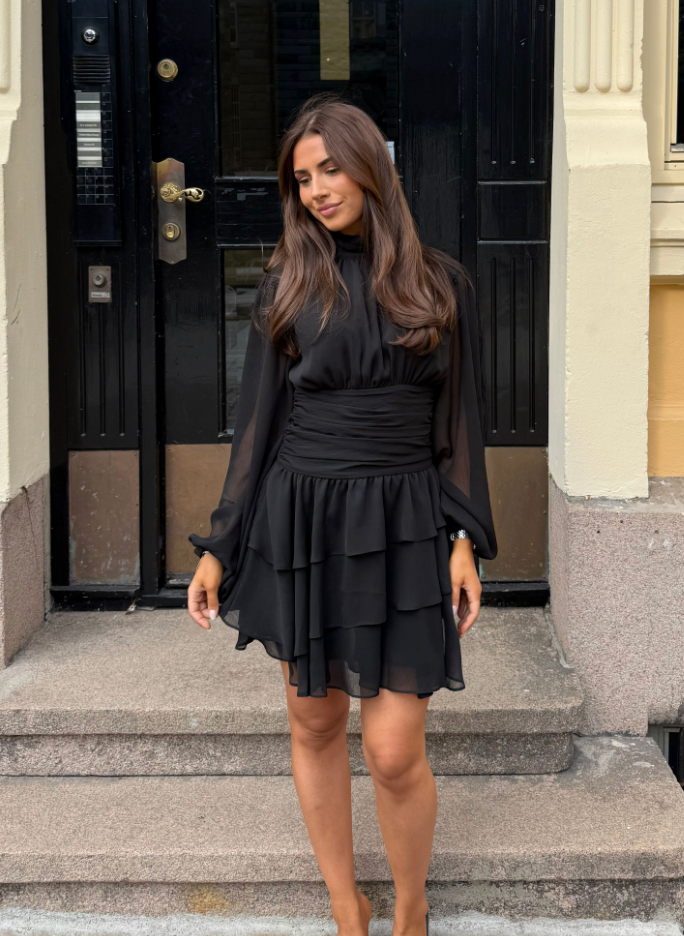 Milla Mini Ruffle Dress - Regal Onyx
