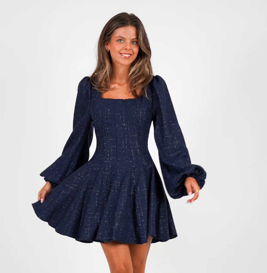 Sophie Tweed Dress - Midnight Blue