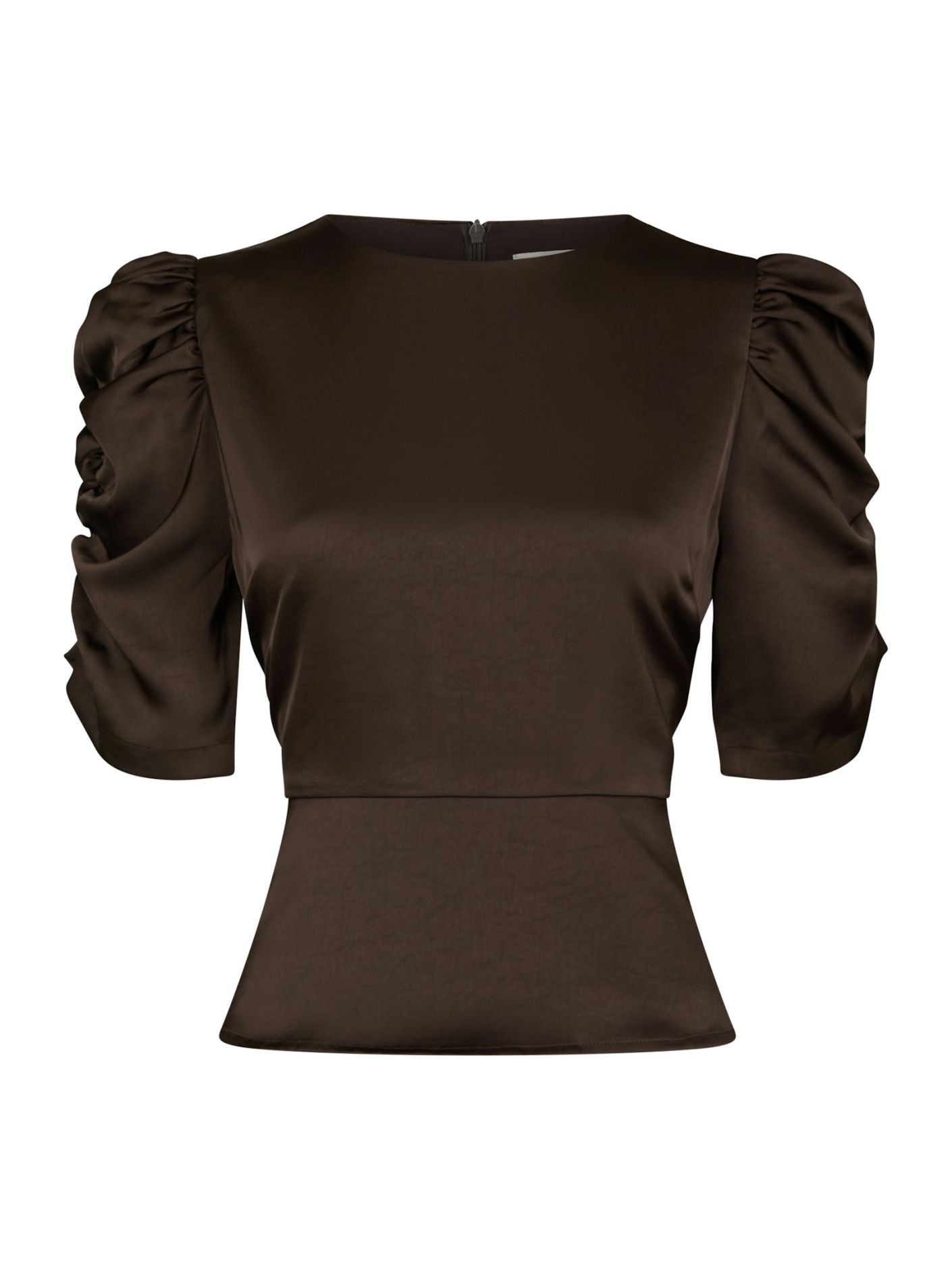 Benua Heavy Sateen Blouse - Dark Brown
