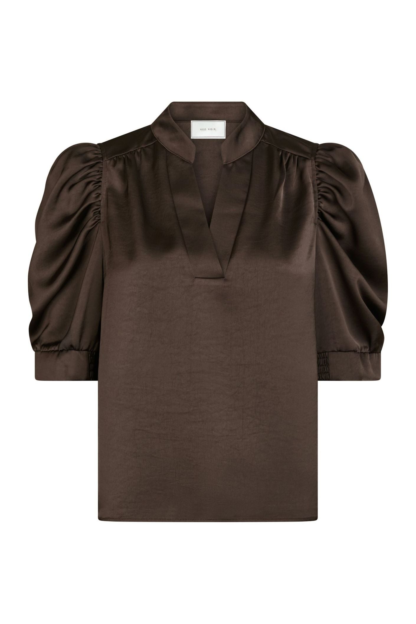 Roella Heavy Sateen Blouse - Dark Brown
