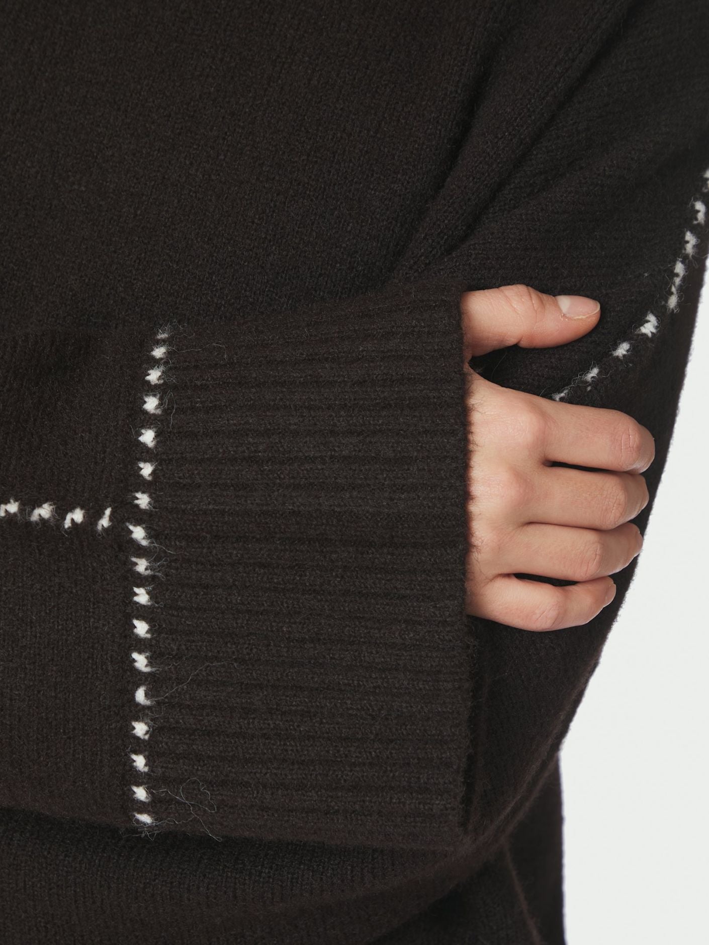 Roeme Knit Stitch Blouse - Brown Melange