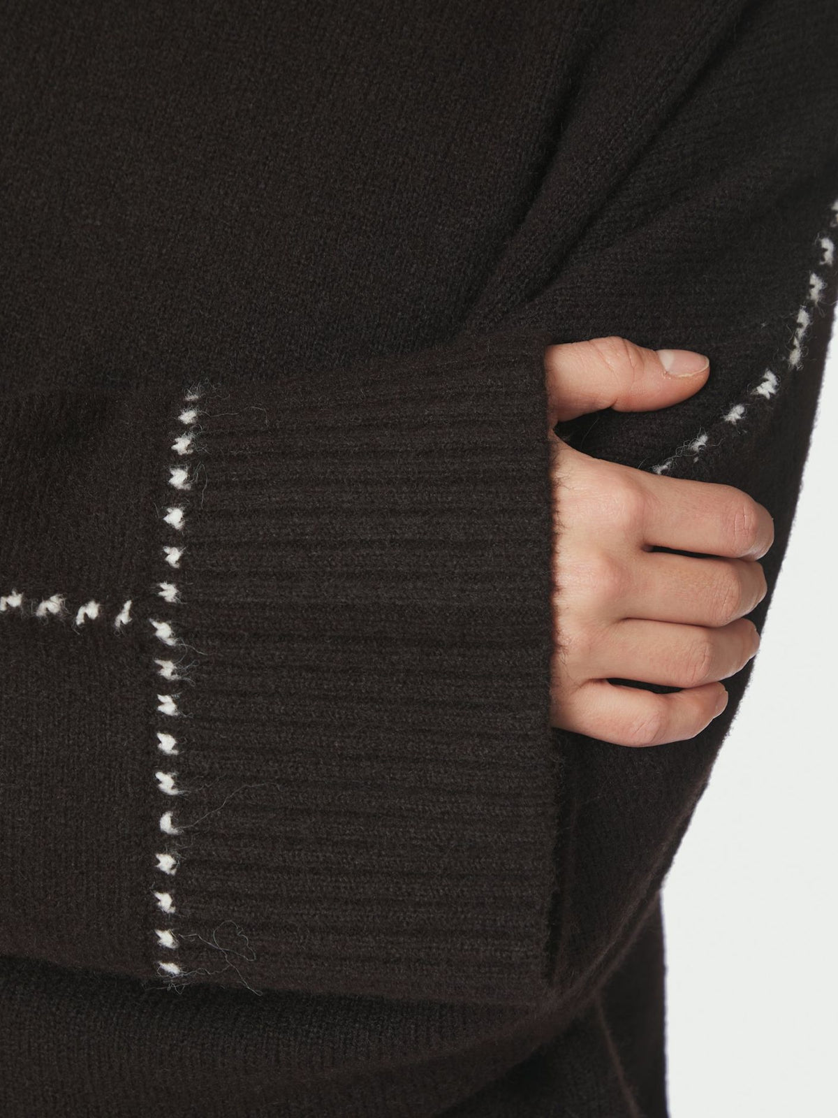 Roeme Knit Stitch Blouse - Brown Melange