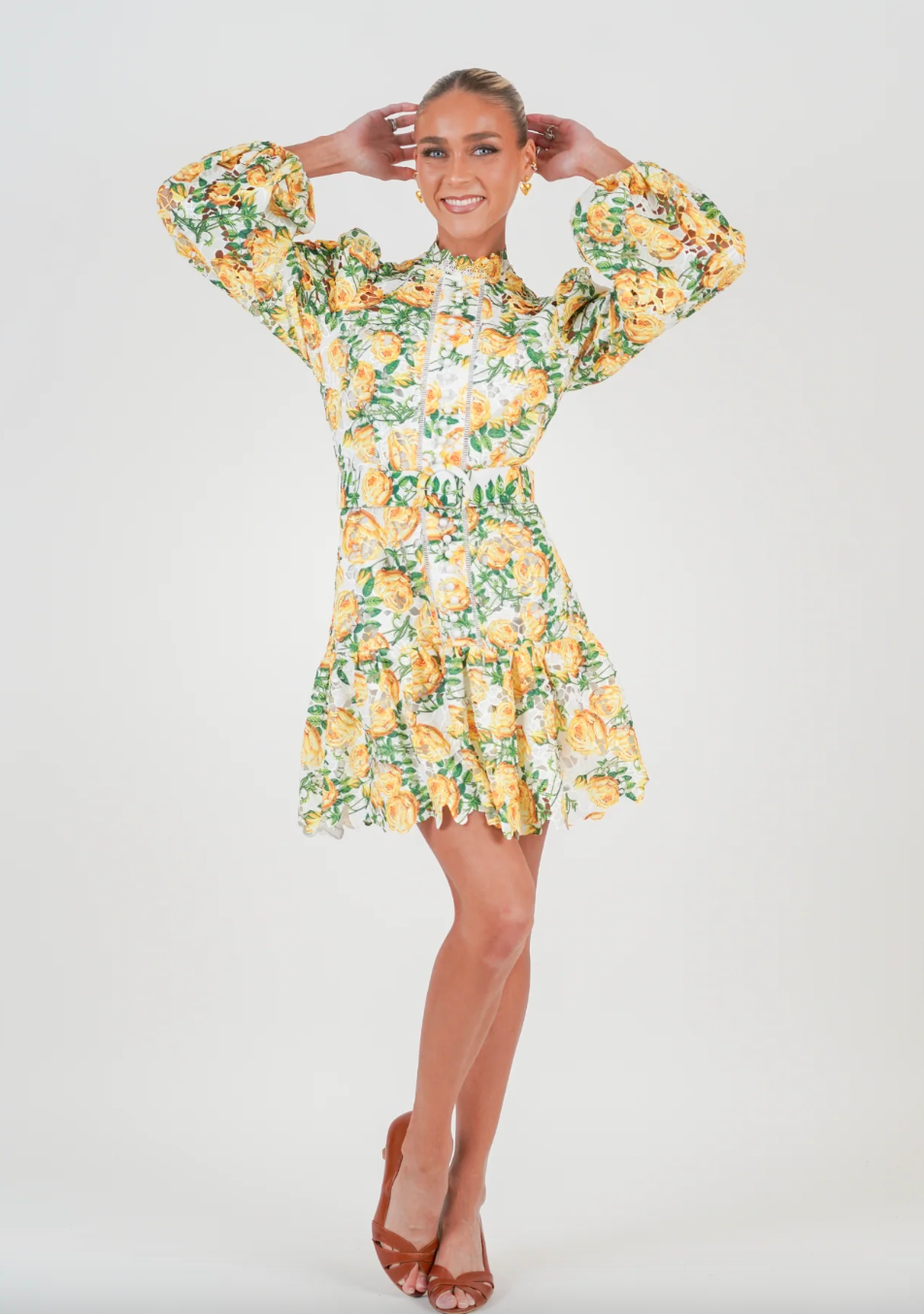 Lovely Print Dress - Yellow Roses