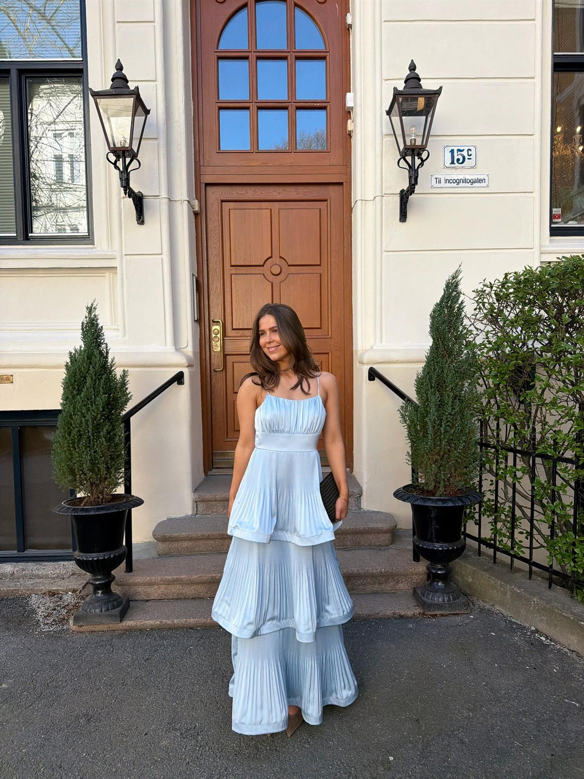 Chloe Wave Gown Dress - Sky Azure