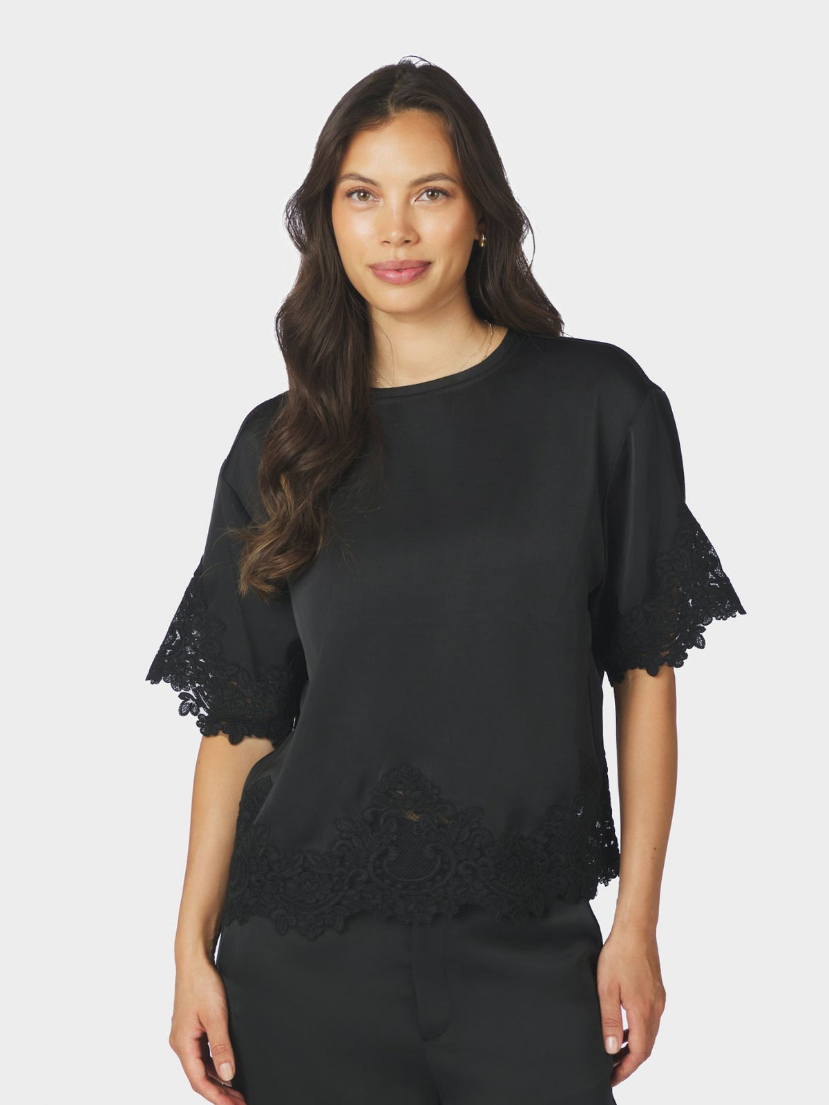 Elle Heavy Sateen Lace Top