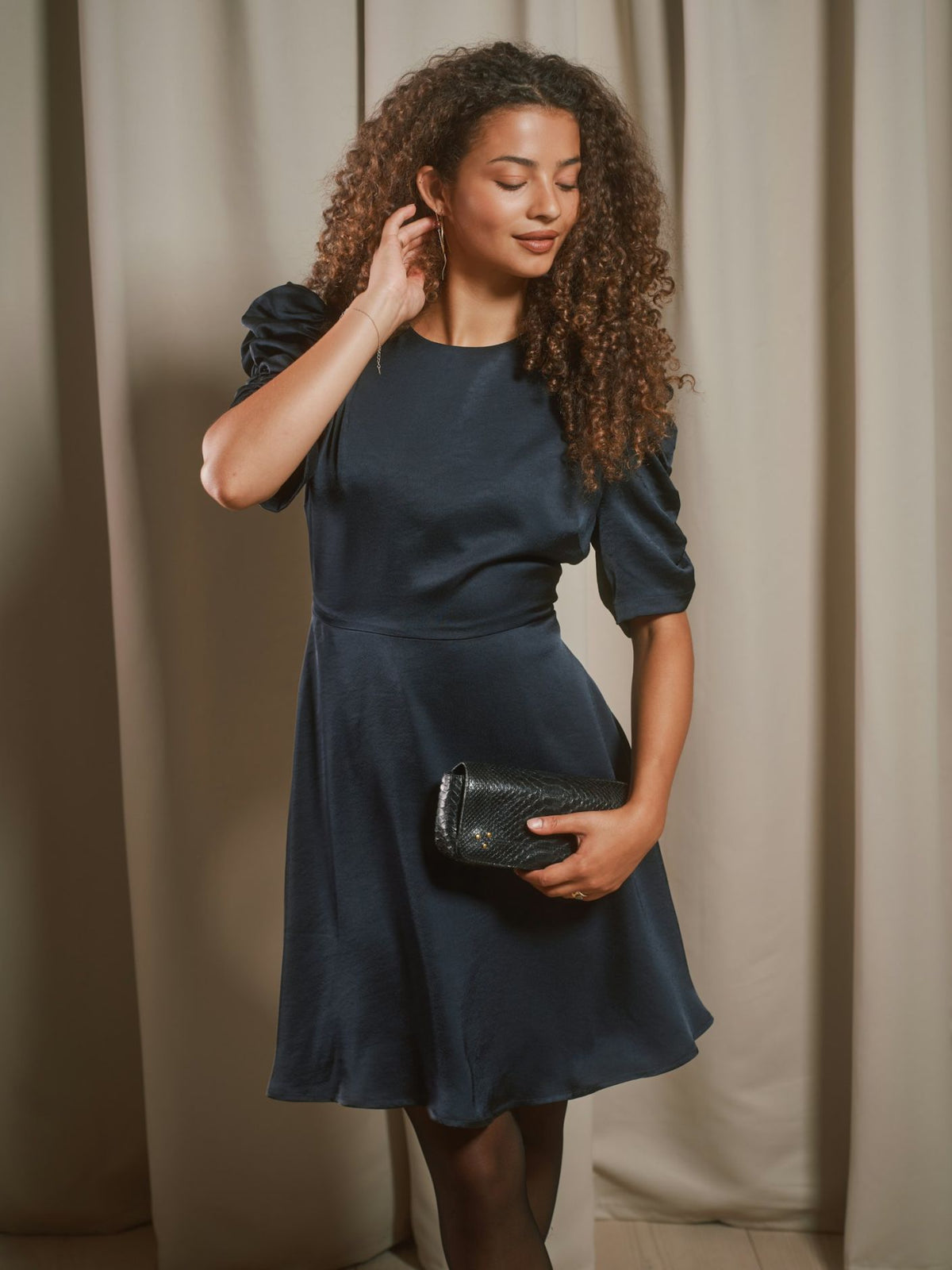 Nanuti Solid Dress - Navy