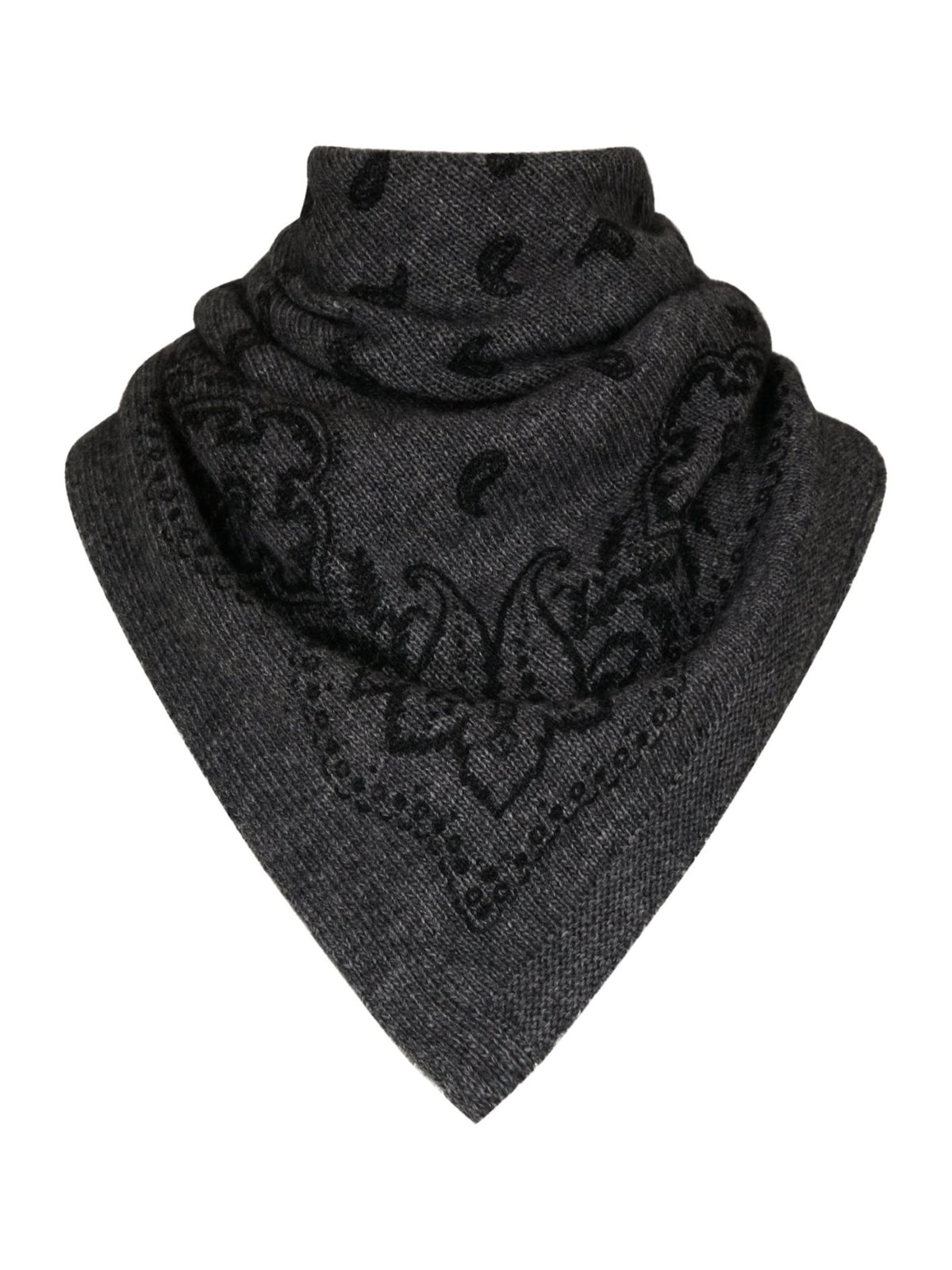 Adelina Paisley Knit Scarf -  Antracit Melange
