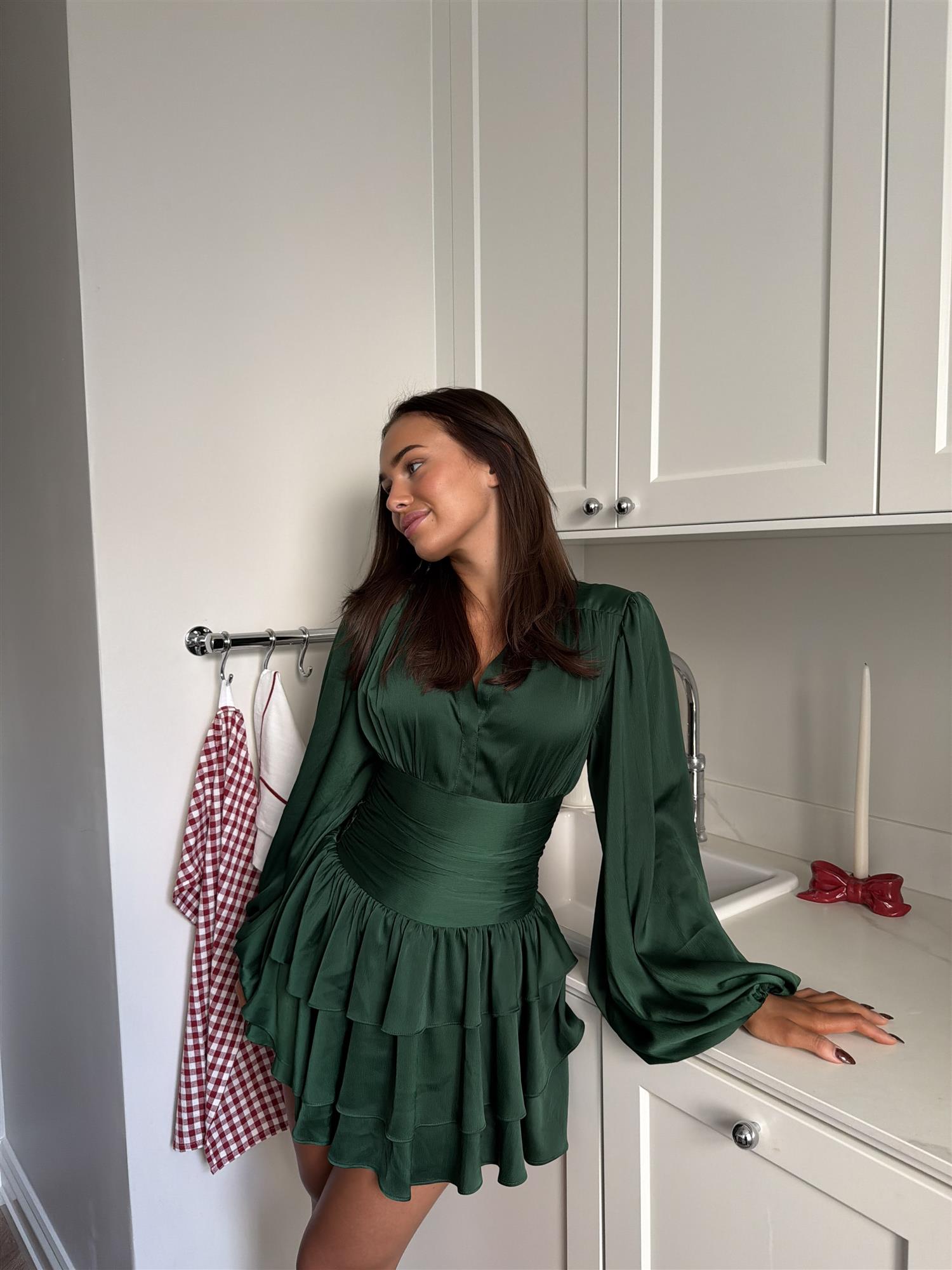 Nadine Belted Ruffle Dress
