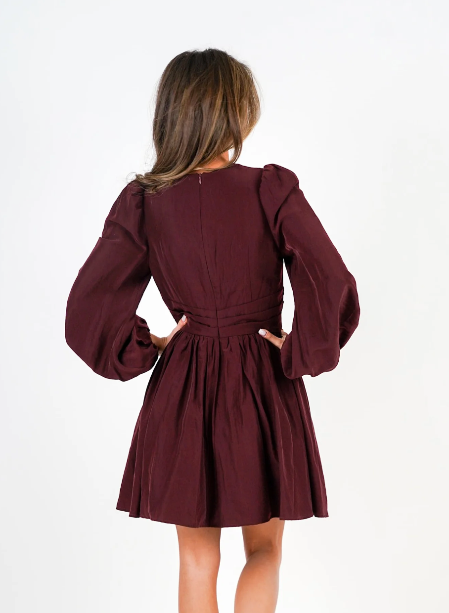 Maeve Satin Dress - Bordeaux