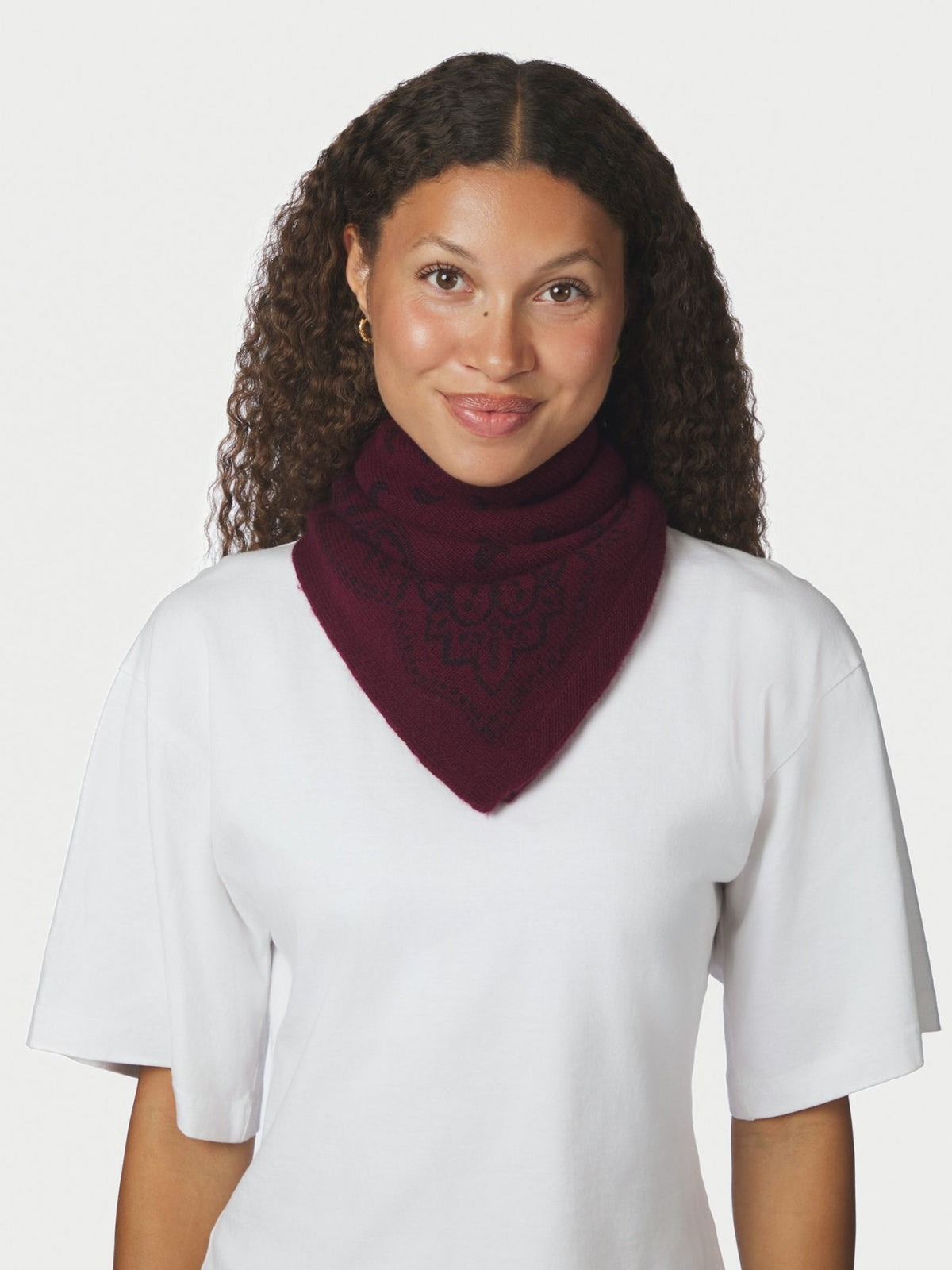 Adelina Paisley Knit Scarf -  Wine