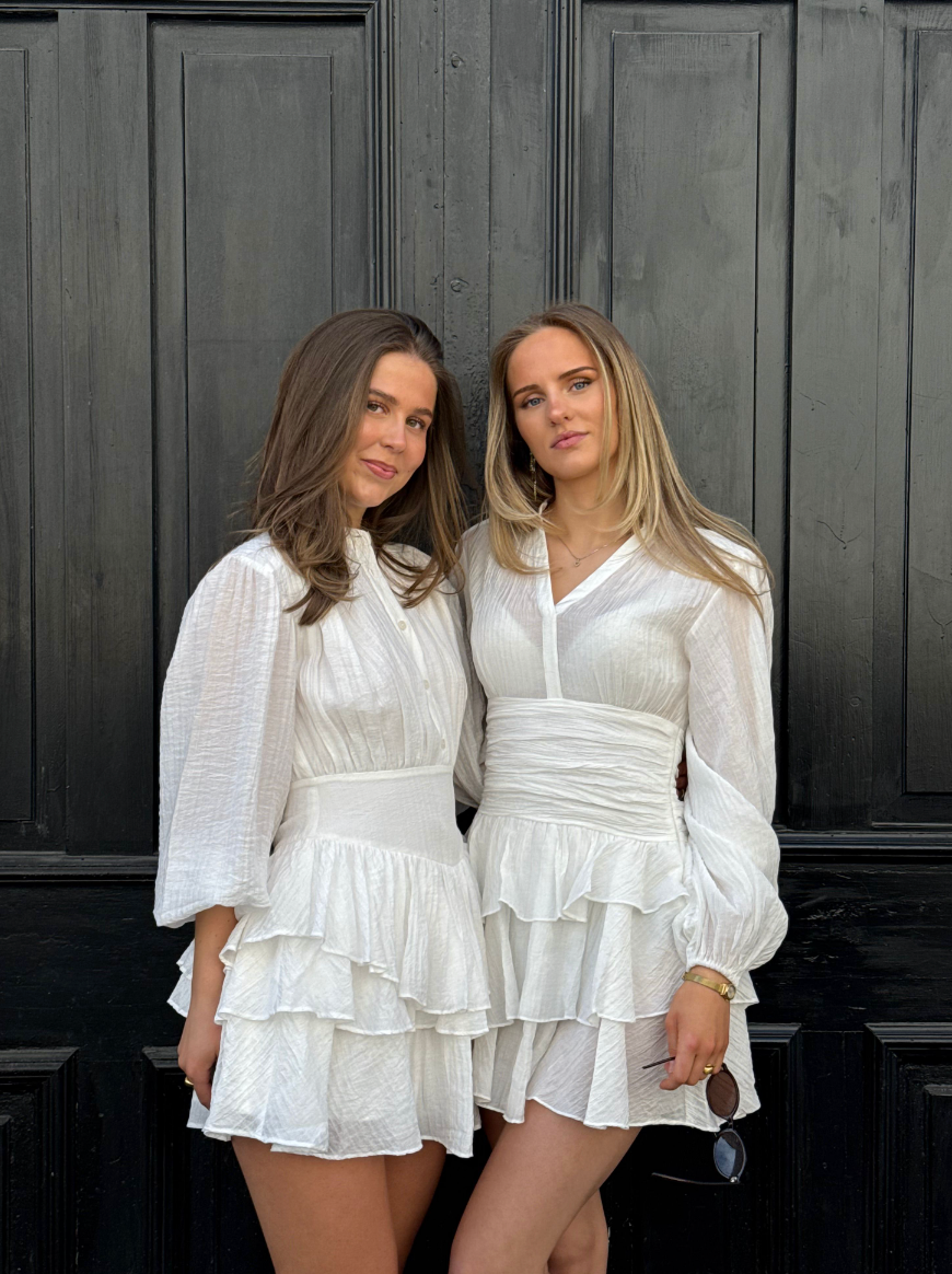 Alaya Mini Ruffle Dress - Snow Flake