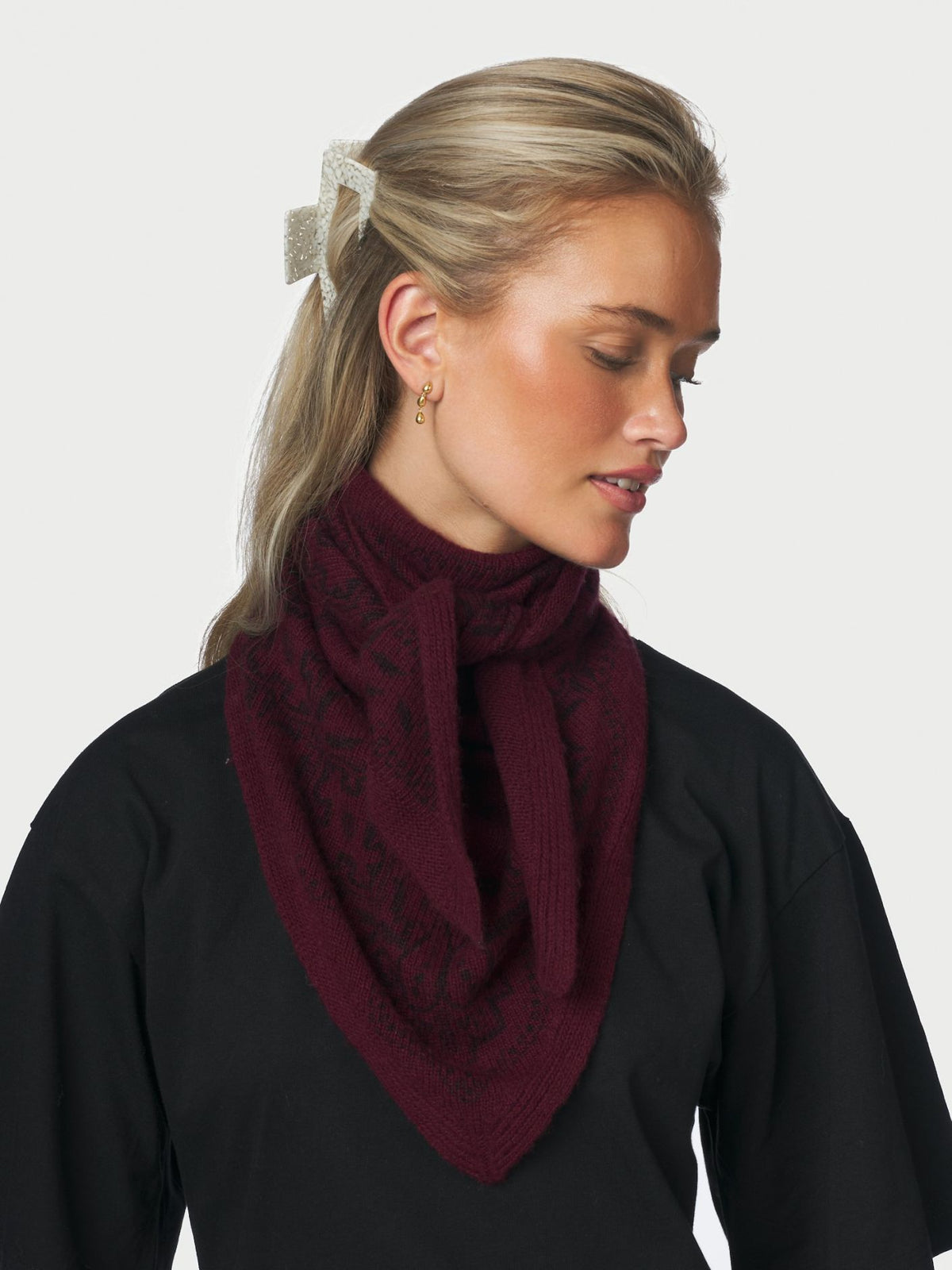Lolana Paisley Knit Scarf - Wine