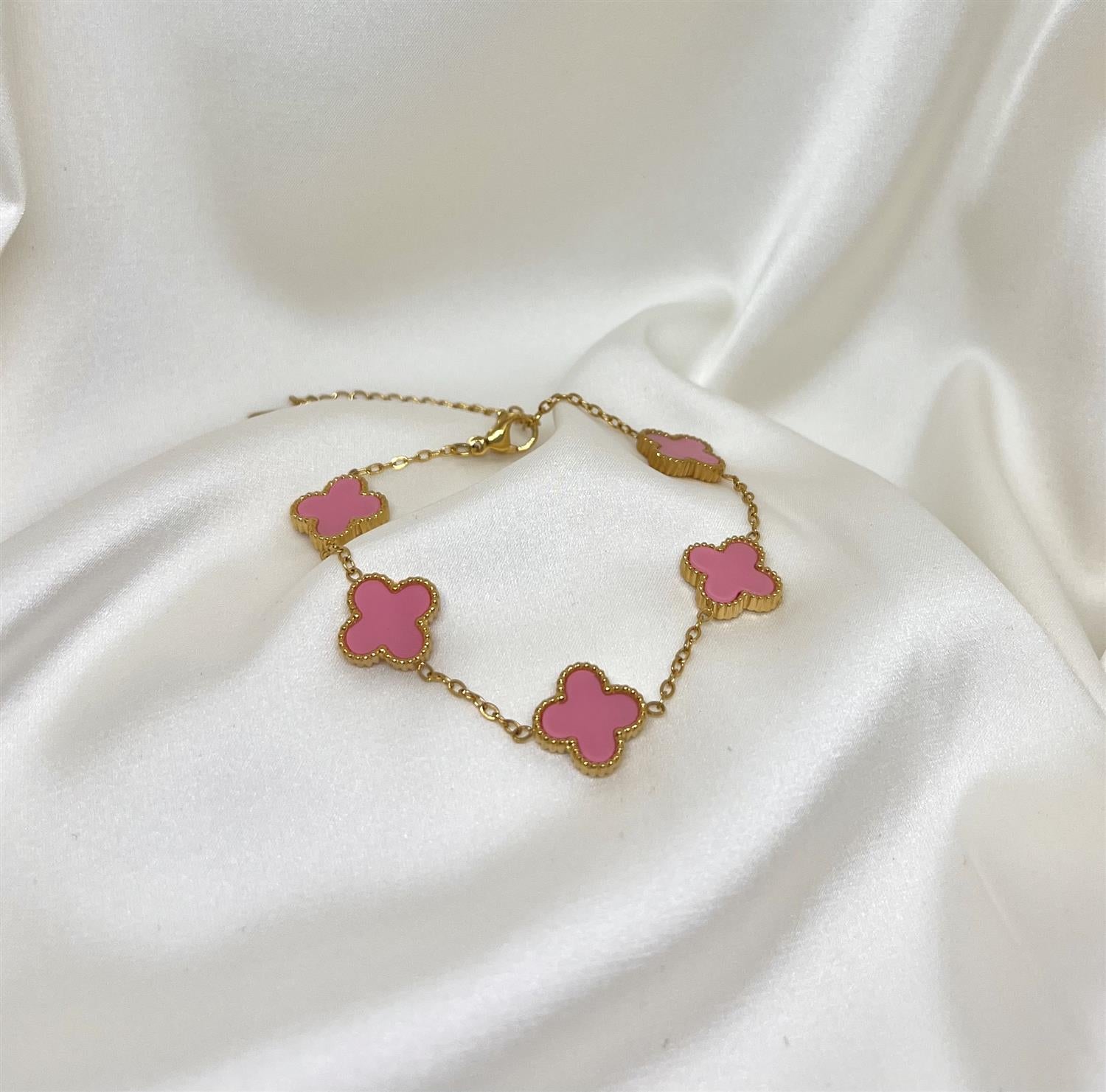 Haily Four Leaf Bracelet Pink - Tilbehør