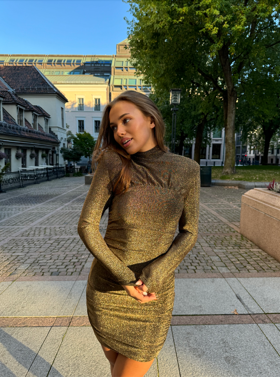 Anthea Bustier Mini Dress - Gold - Kjoler