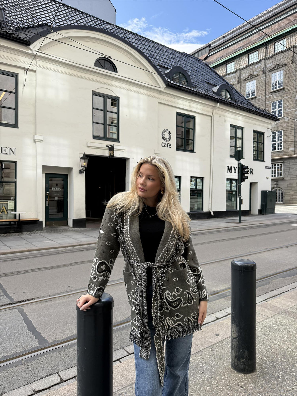 Long Fringed Paisley Jacket - Khaki