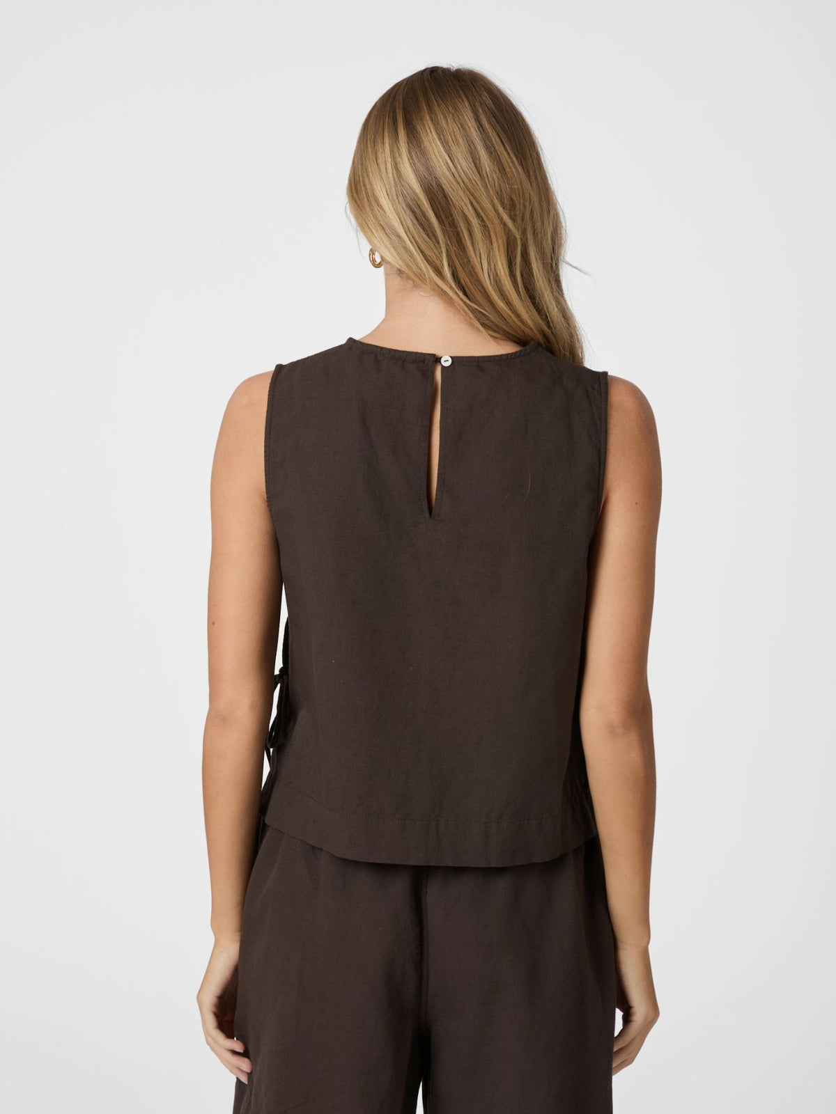 Svetlana Linen Top - Brun