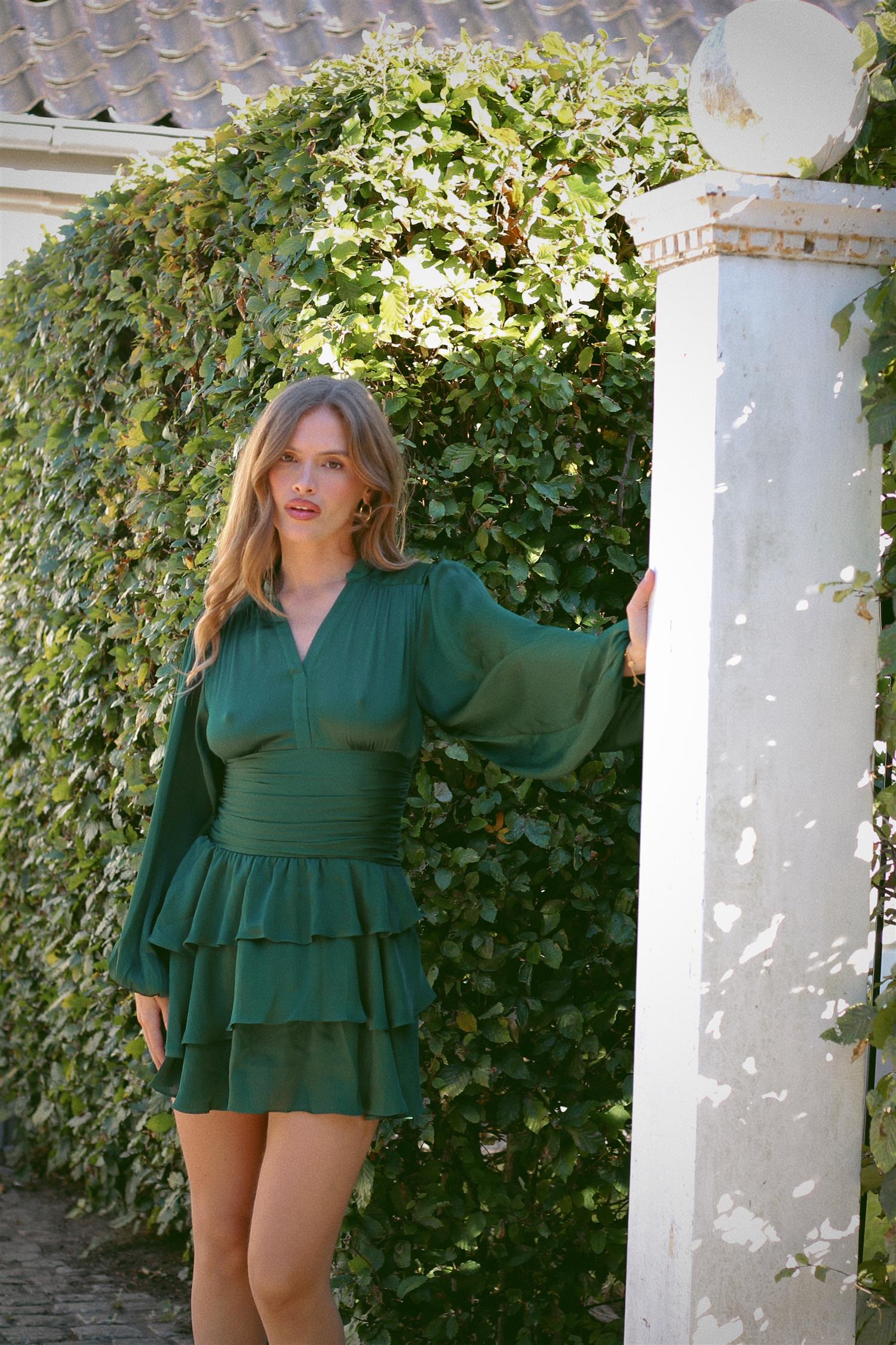 Nadine Belted Ruffle Dress