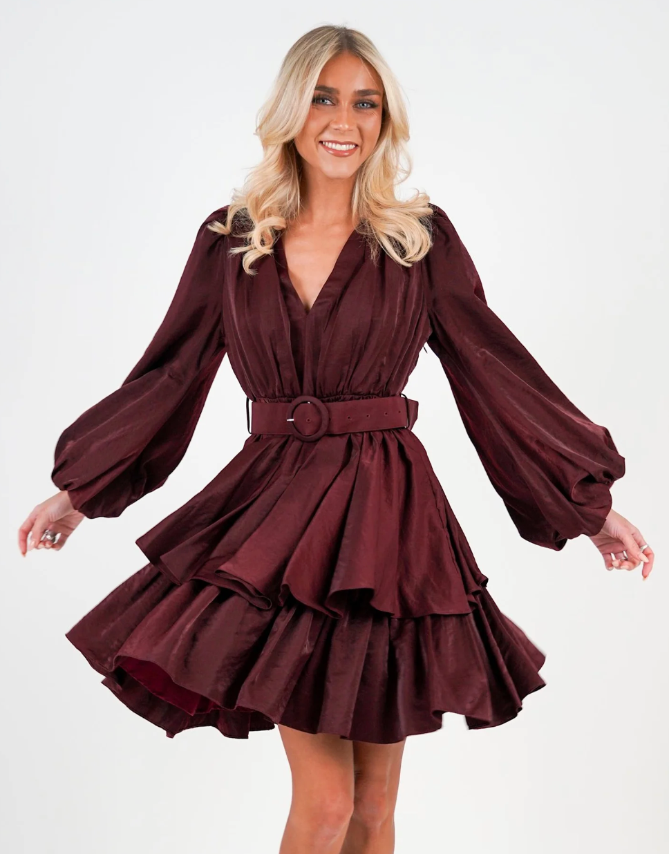 Abina Satin Dress - Bordeaux