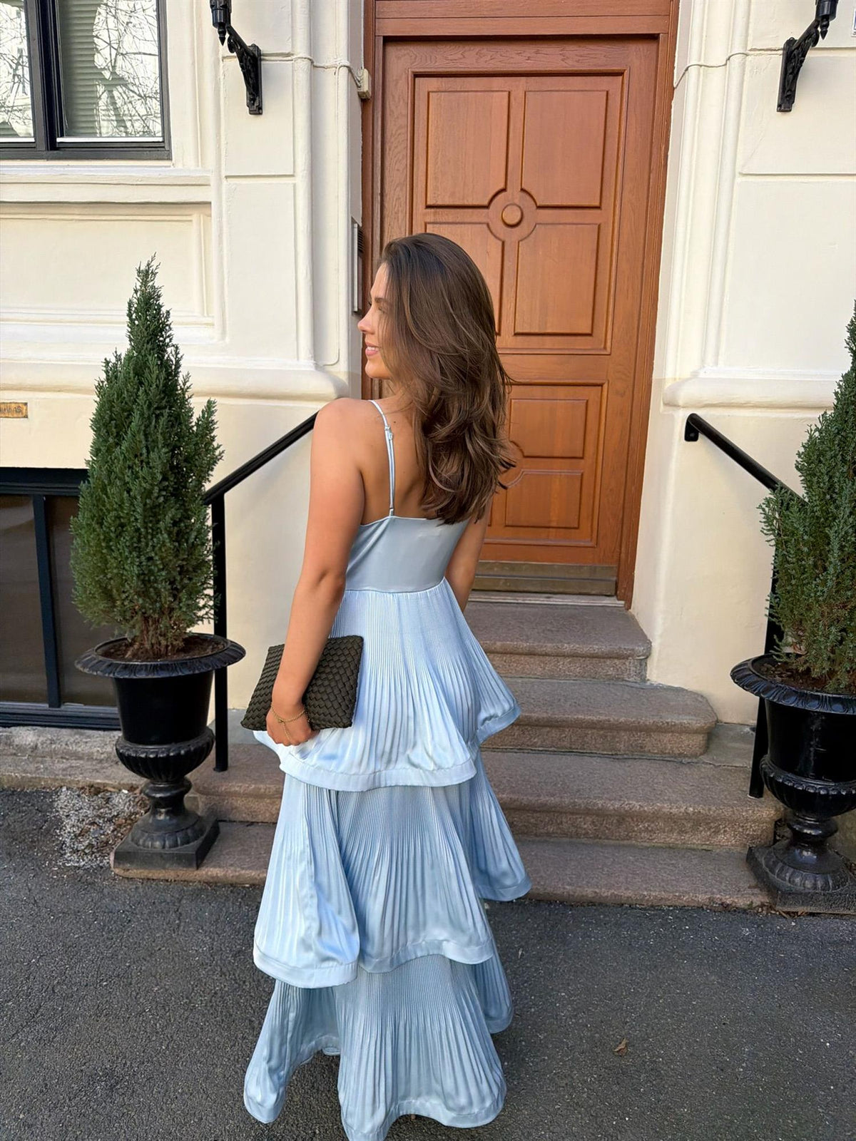 Chloe Wave Gown Dress - Sky Azure